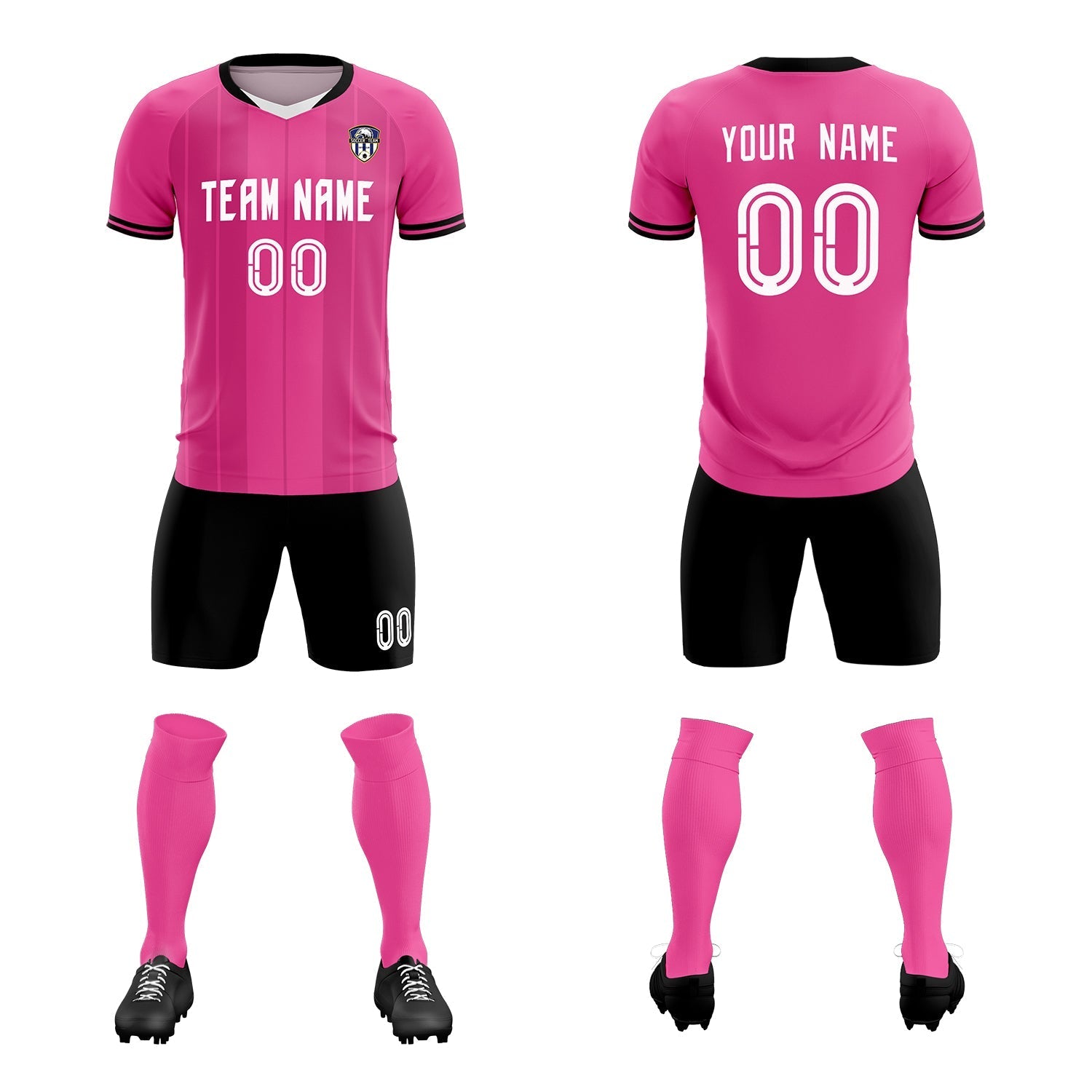 Custom Pink Classic Striped Personalized Soccer Tops/Sets Jersey