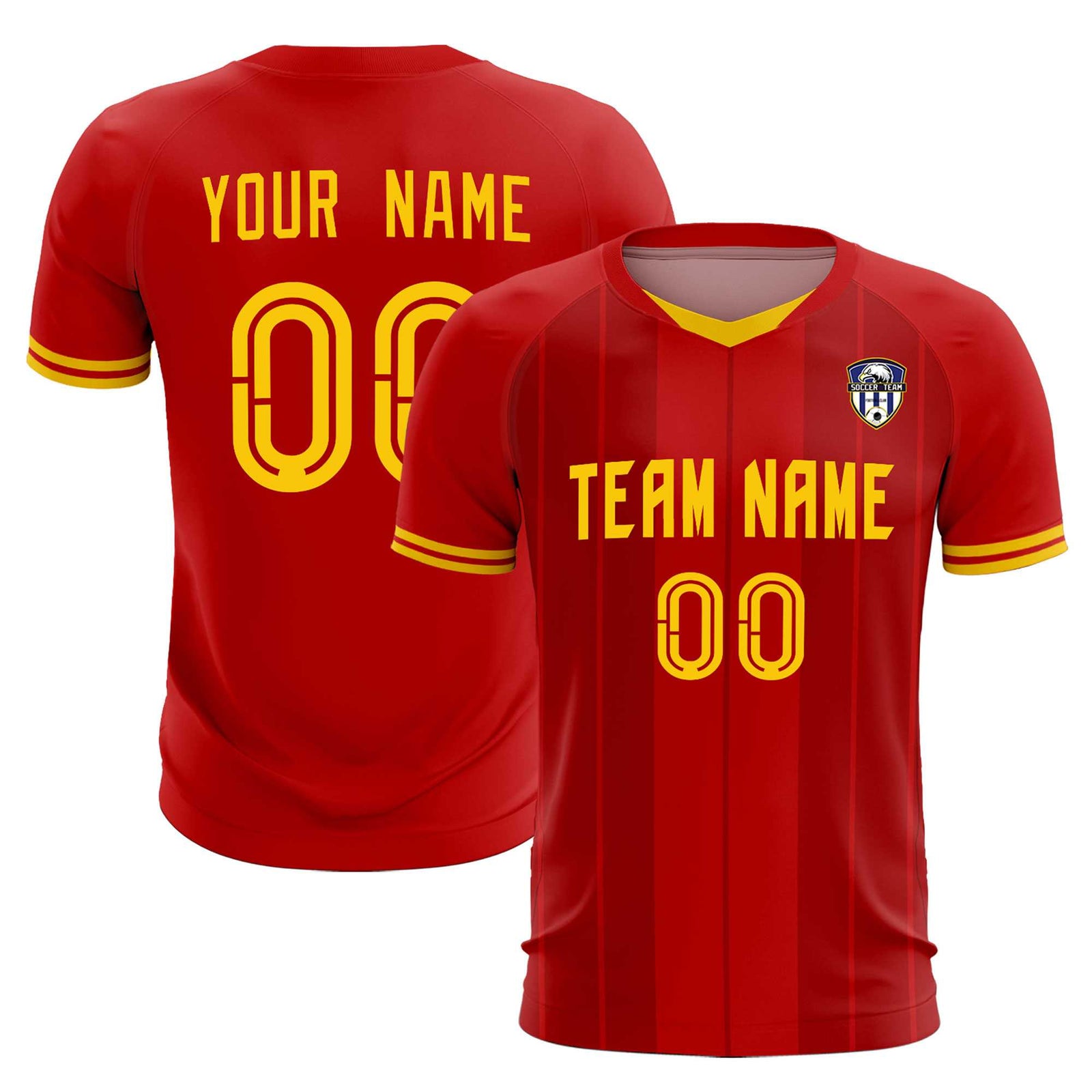 Custom Red Classic Striped Personalized Soccer Tops/Sets Jersey