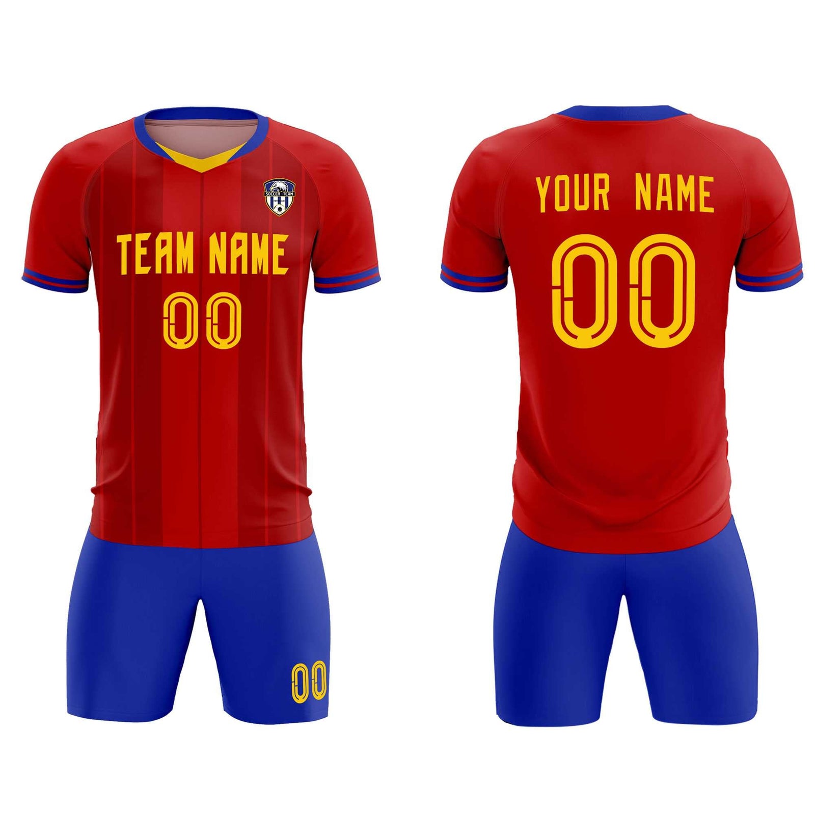 Custom Red Classic Striped Personalized Soccer Tops/Sets Jersey