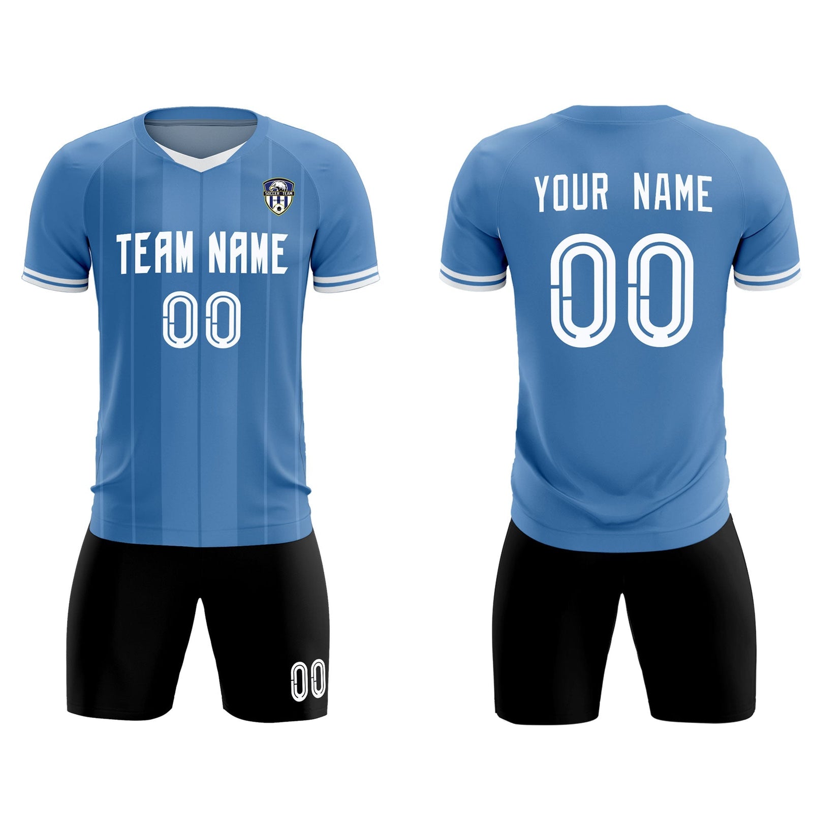 Custom Light Blue Classic Striped Personalized Soccer Tops/Sets Jersey