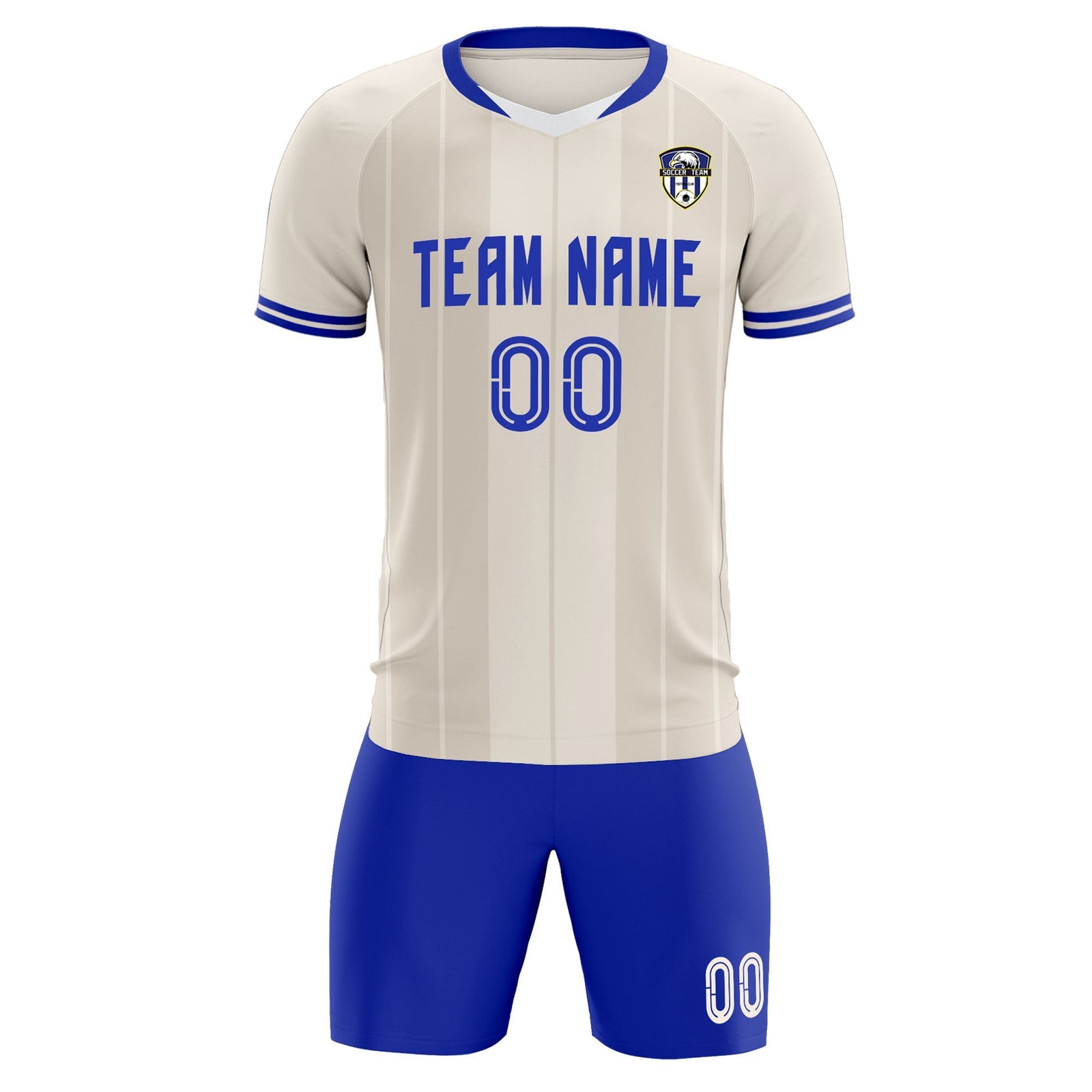 Custom Cream Classic Striped Personalized Soccer Tops/Sets Jersey