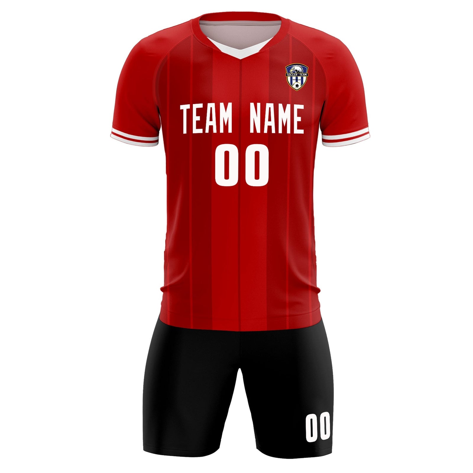 Custom Red Classic Striped Personalized Soccer Tops/Sets Jersey