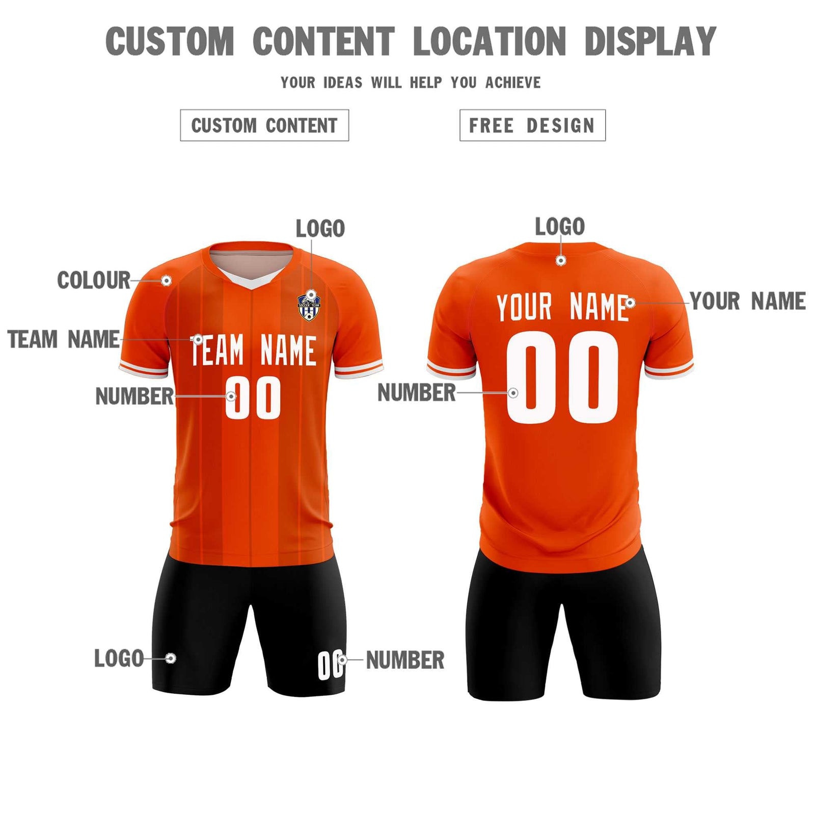 Custom Orange Classic Striped Personalized Soccer Tops/Sets Jersey
