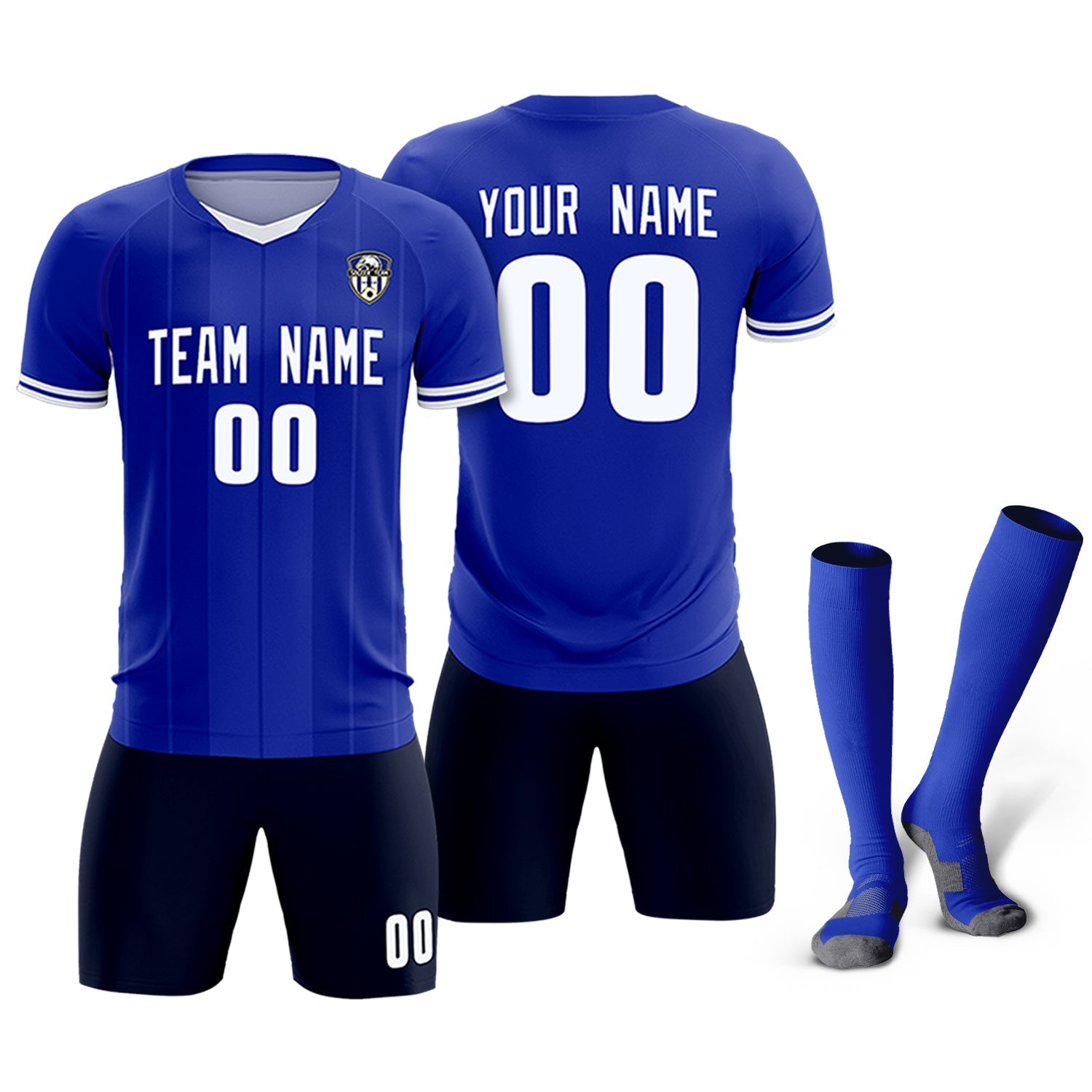 Custom Royal Classic Striped Personalized Soccer Tops/Sets Jersey