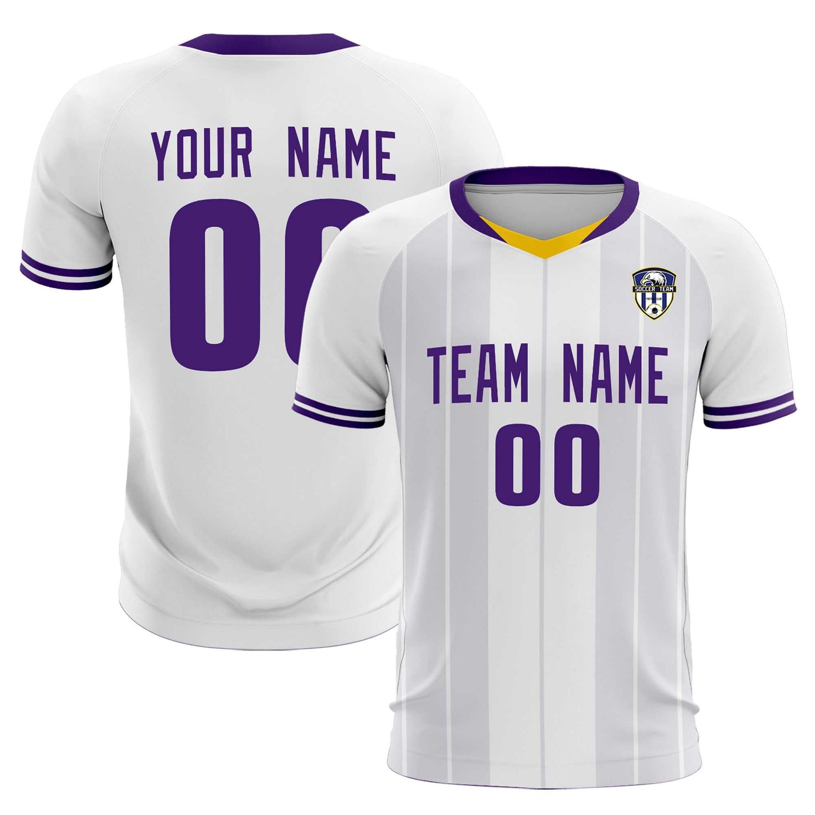 Custom White Classic Striped Personalized Soccer Tops/Sets Jersey