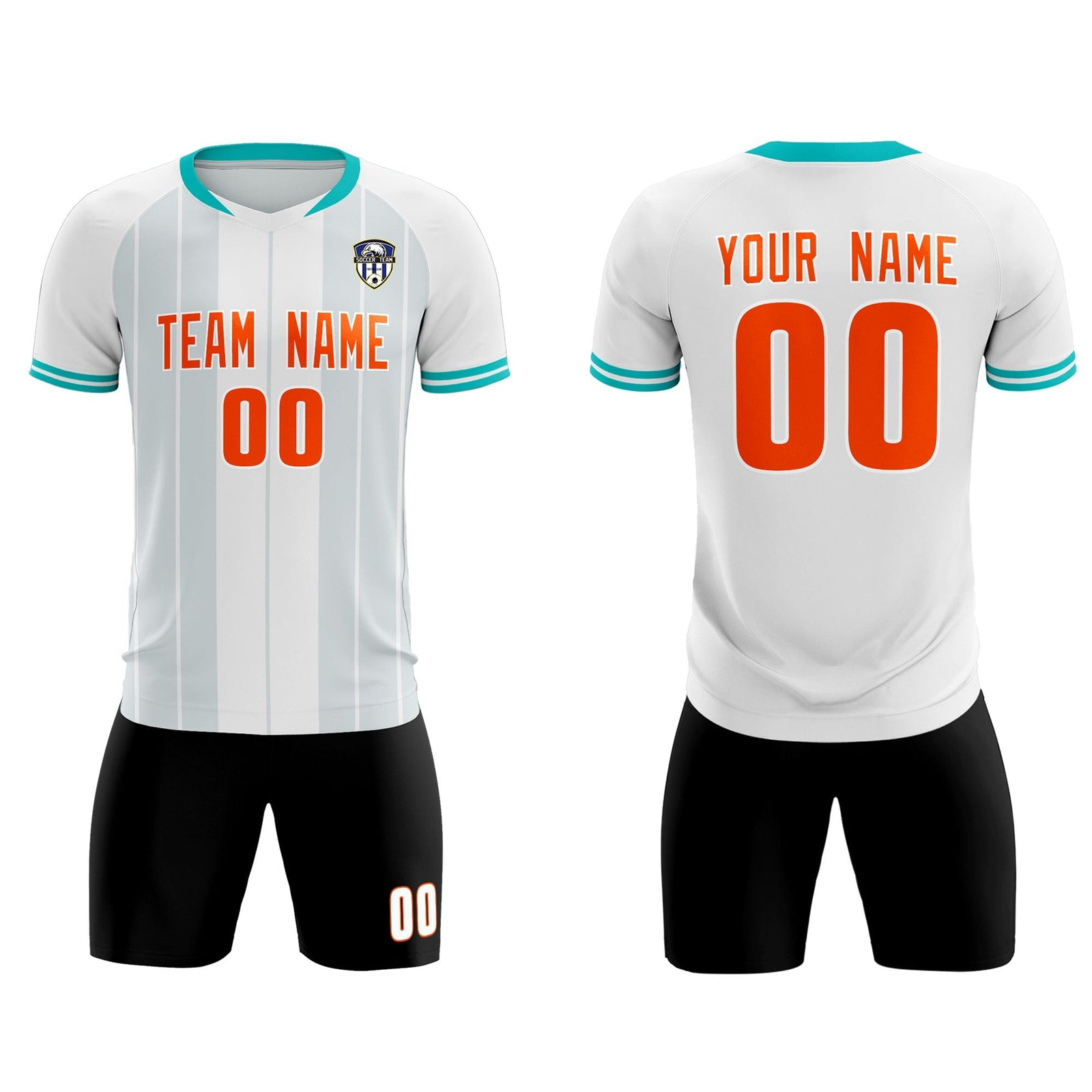 Custom White Classic Striped Personalized Soccer Tops/Sets Jersey