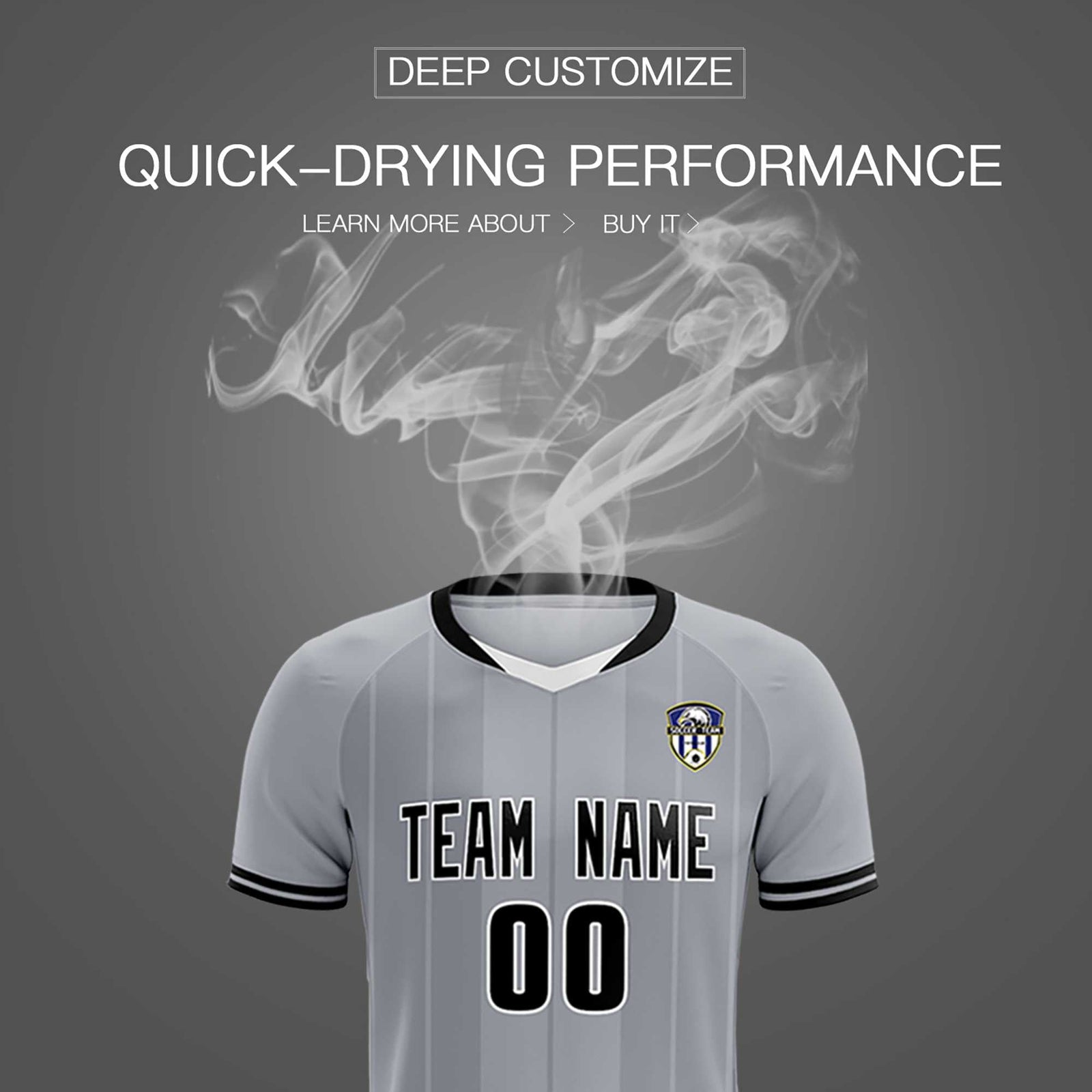 Custom Gray Classic Striped Personalized Soccer Tops/Sets Jersey