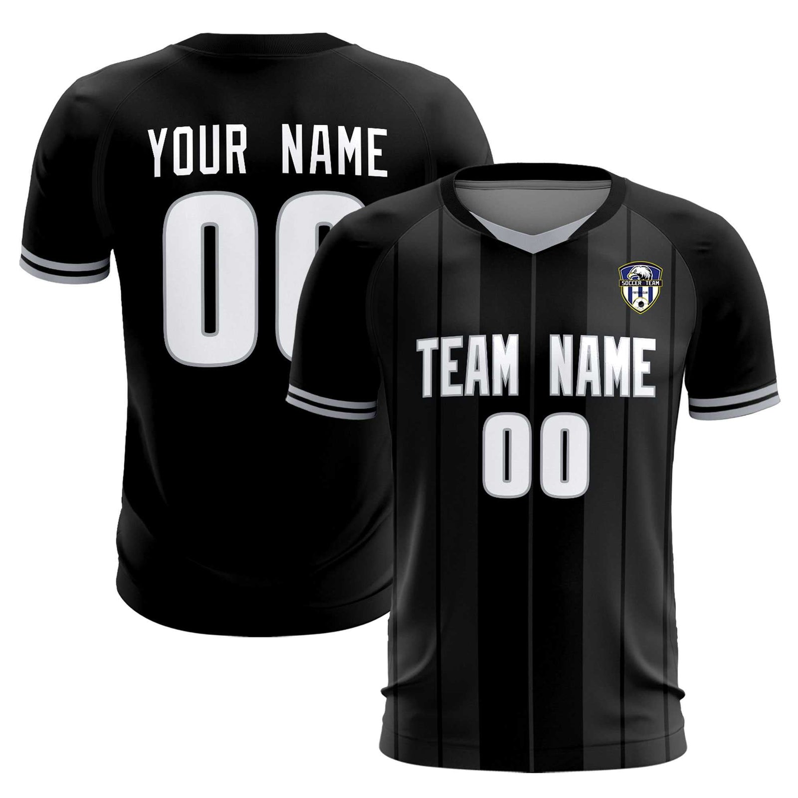 Custom Black Classic Striped Personalized Soccer Tops/Sets Jersey