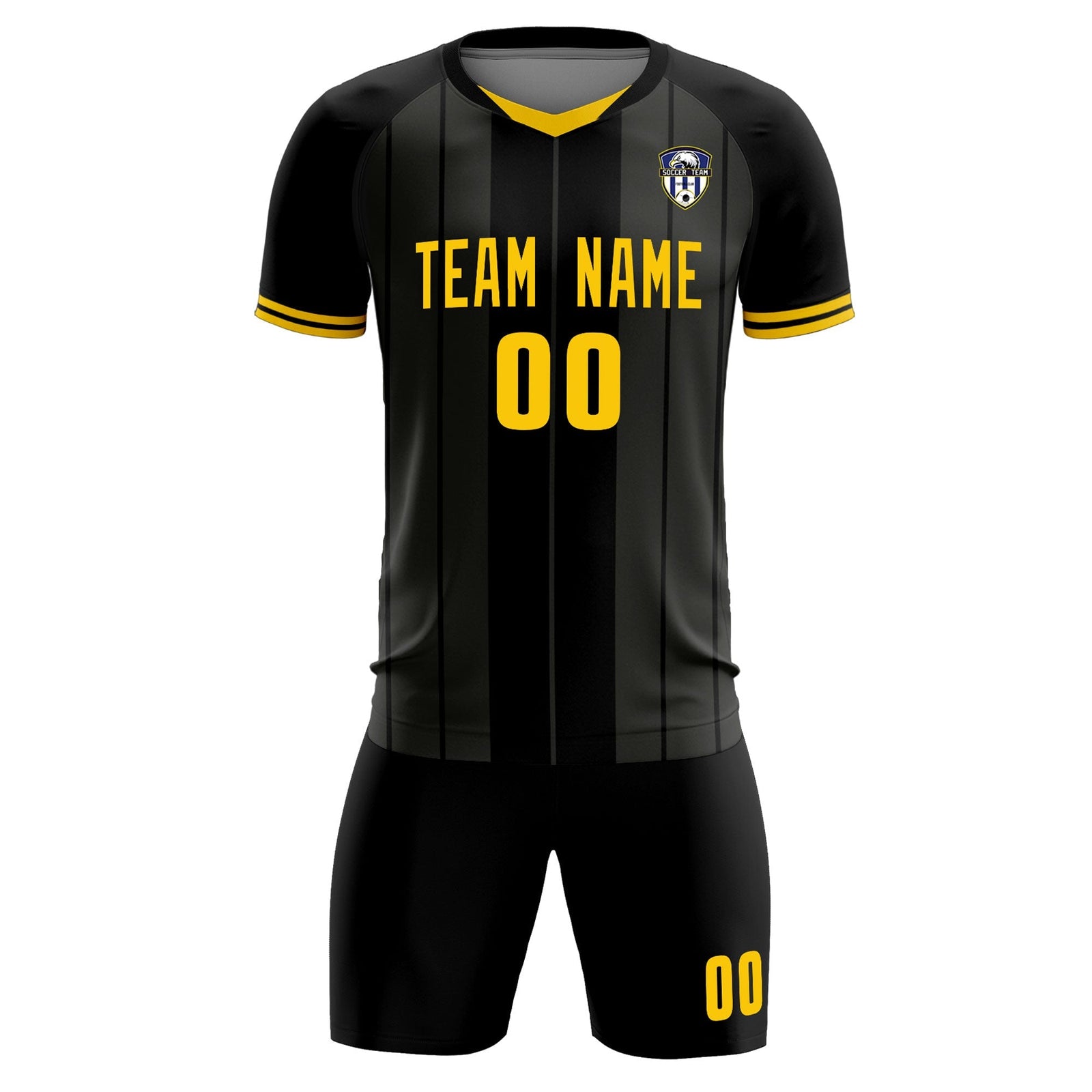 Custom Black Classic Striped Personalized Soccer Tops/Sets Jersey