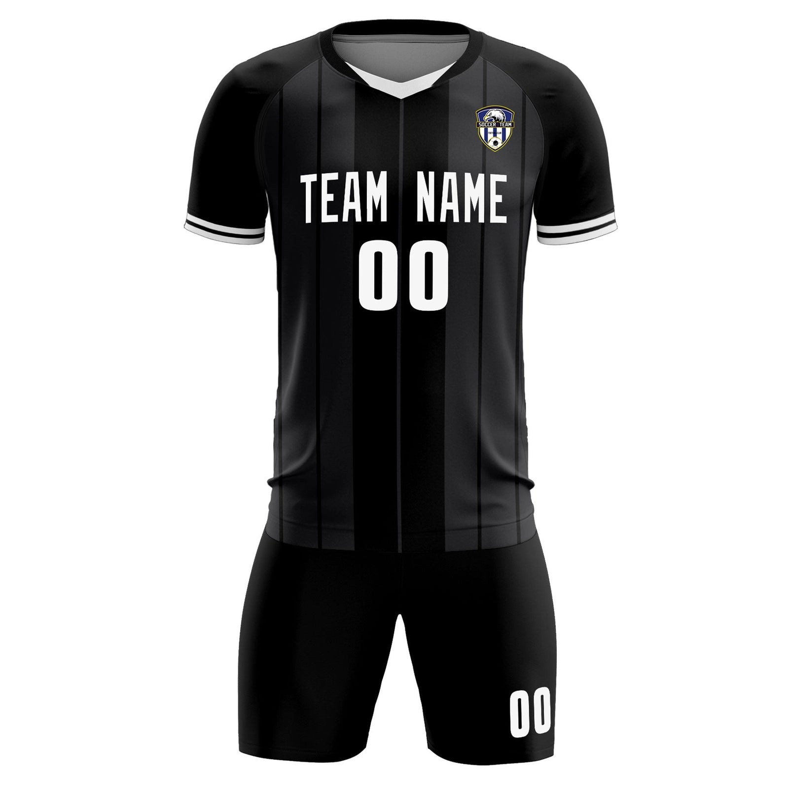 Custom Black Classic Striped Personalized Soccer Tops/Sets Jersey