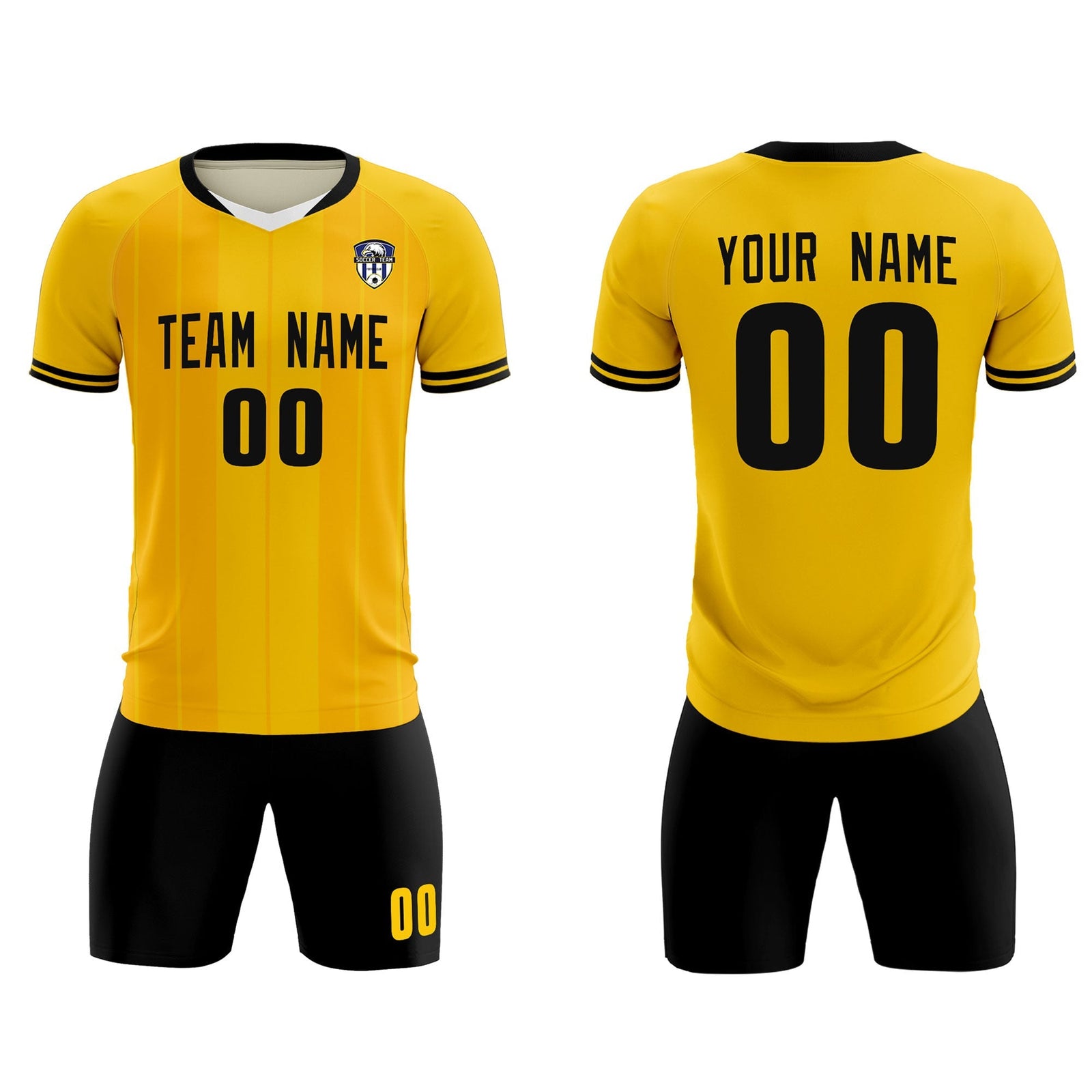 Custom Gold Classic Striped Personalized Soccer Tops/Sets Jersey