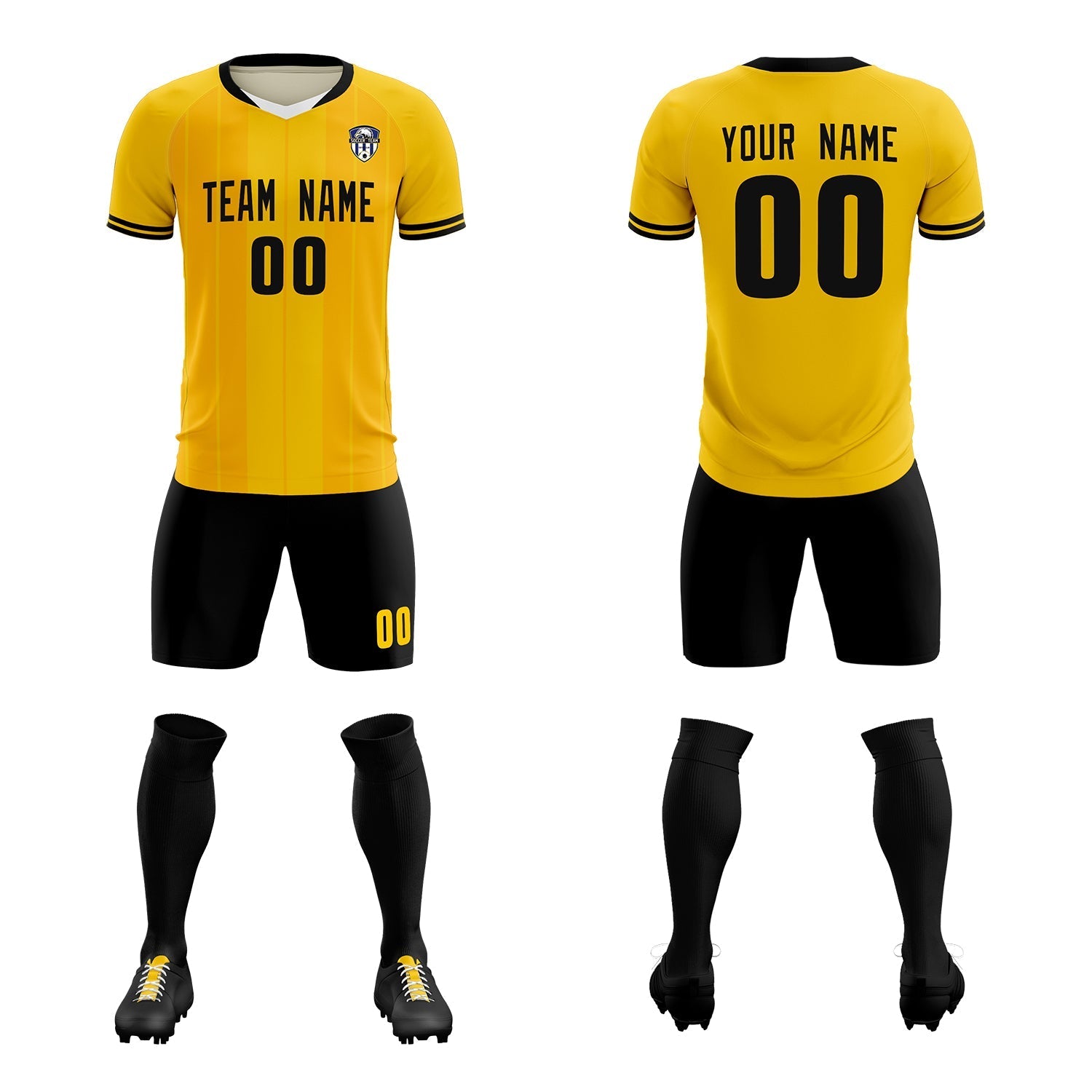 Custom Gold Classic Striped Personalized Soccer Tops/Sets Jersey