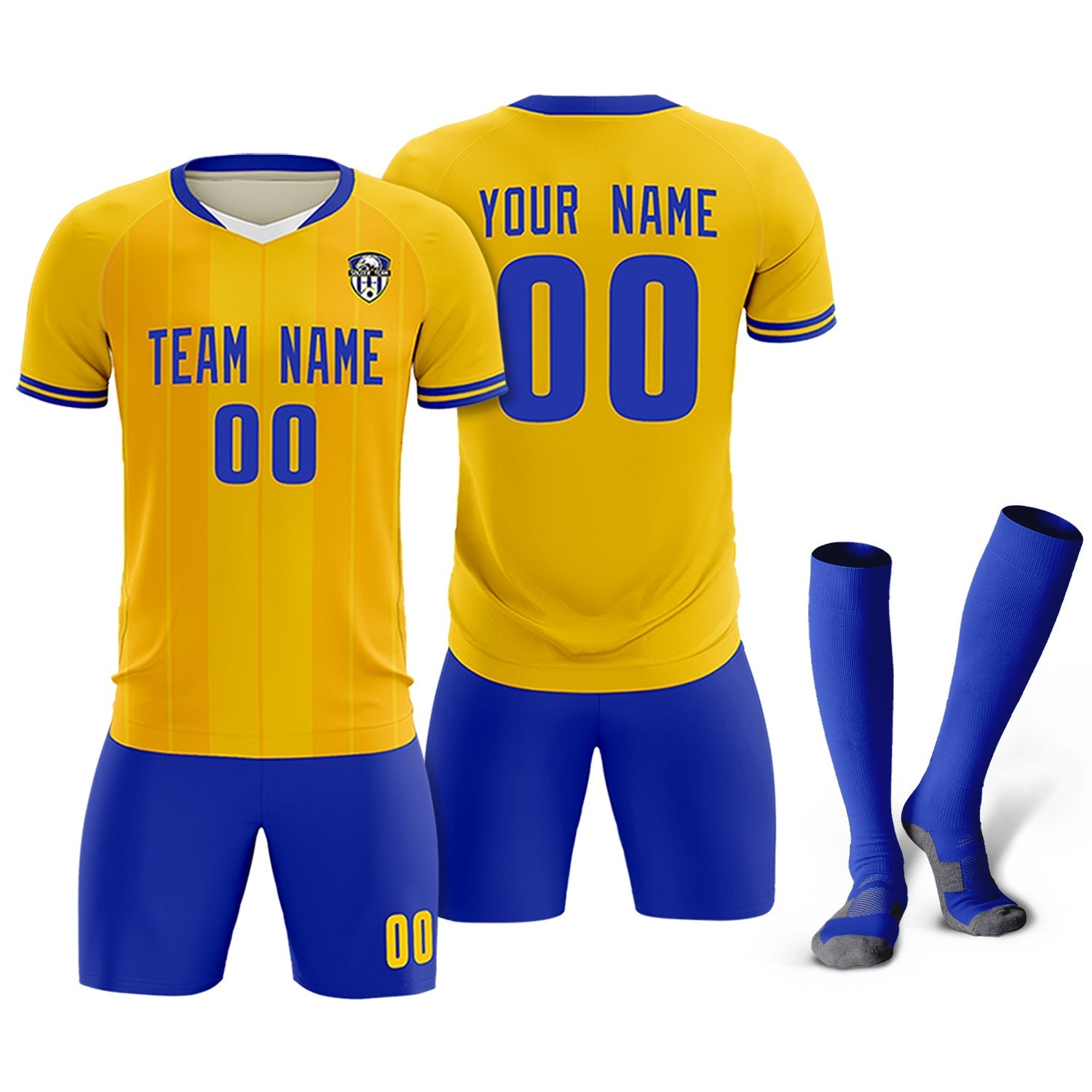 Custom Gold Classic Striped Personalized Soccer Tops/Sets Jersey