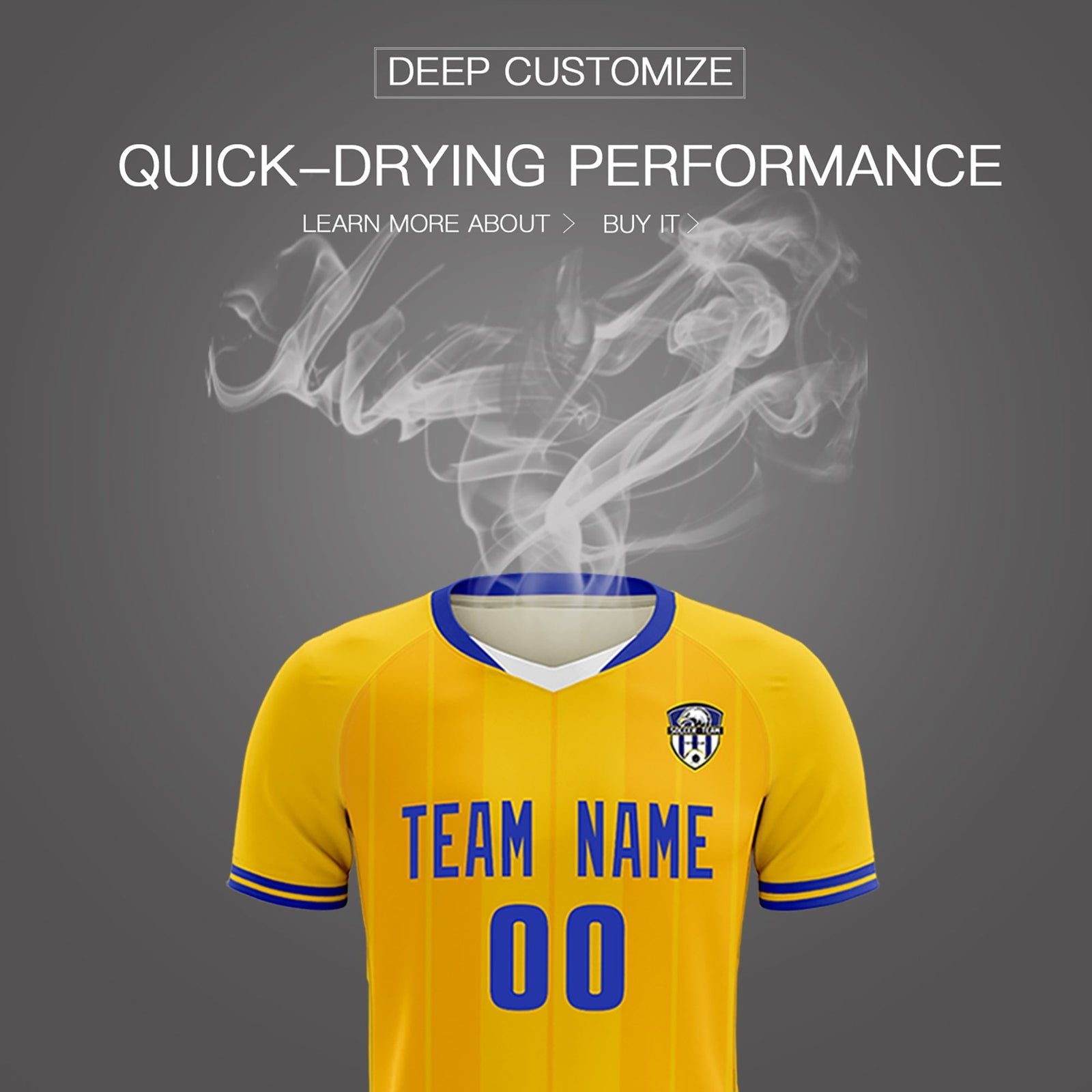 Custom Gold Classic Striped Personalized Soccer Tops/Sets Jersey