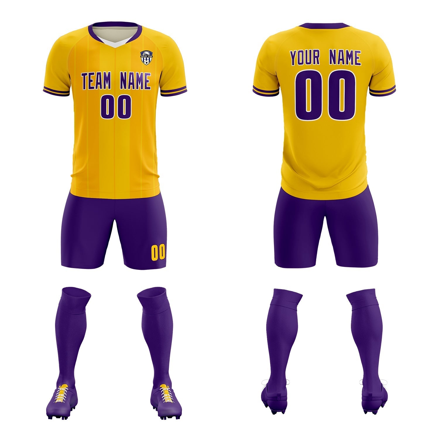 Custom Gold Classic Striped Personalized Soccer Tops/Sets Jersey