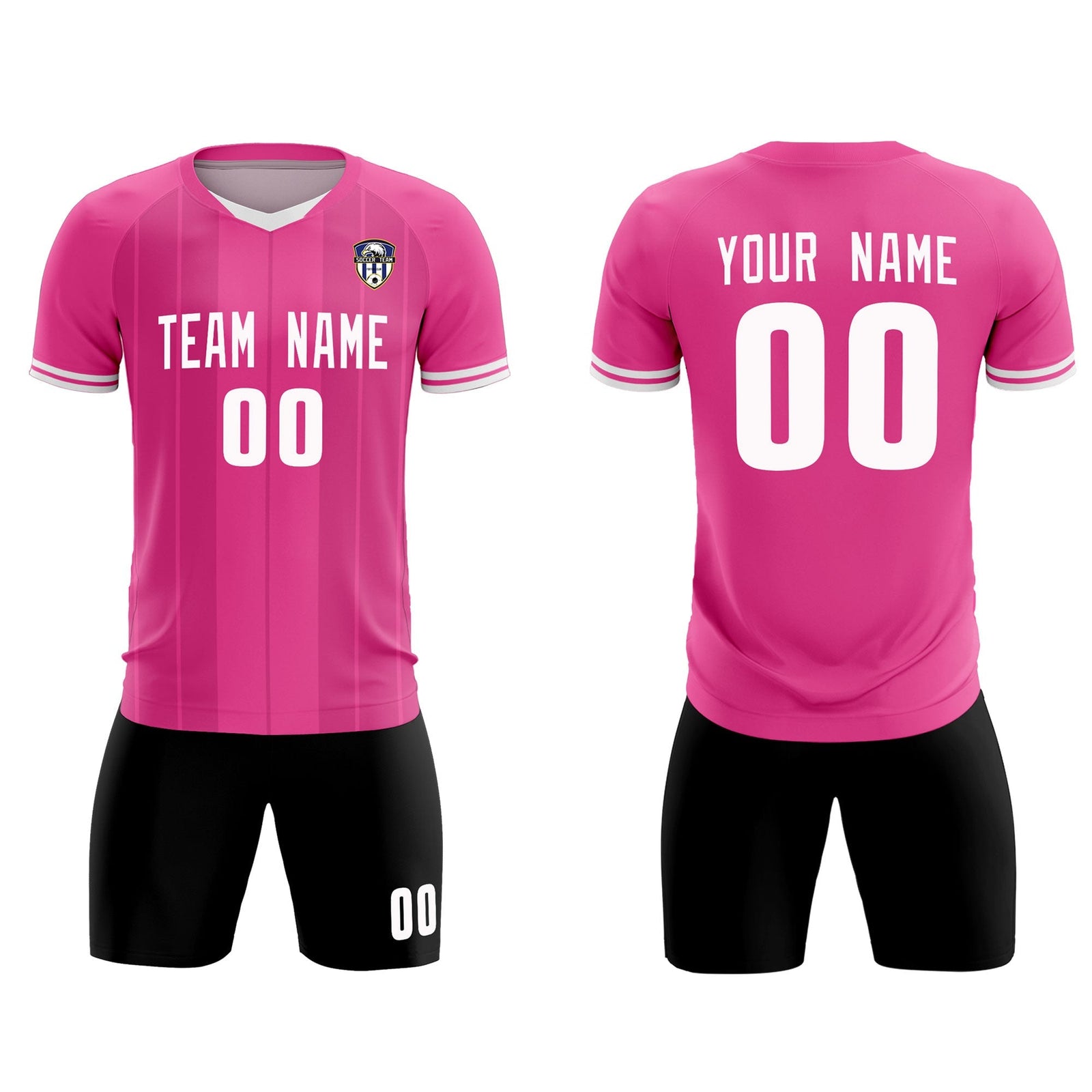 Custom Pink Classic Striped Personalized Soccer Tops/Sets Jersey