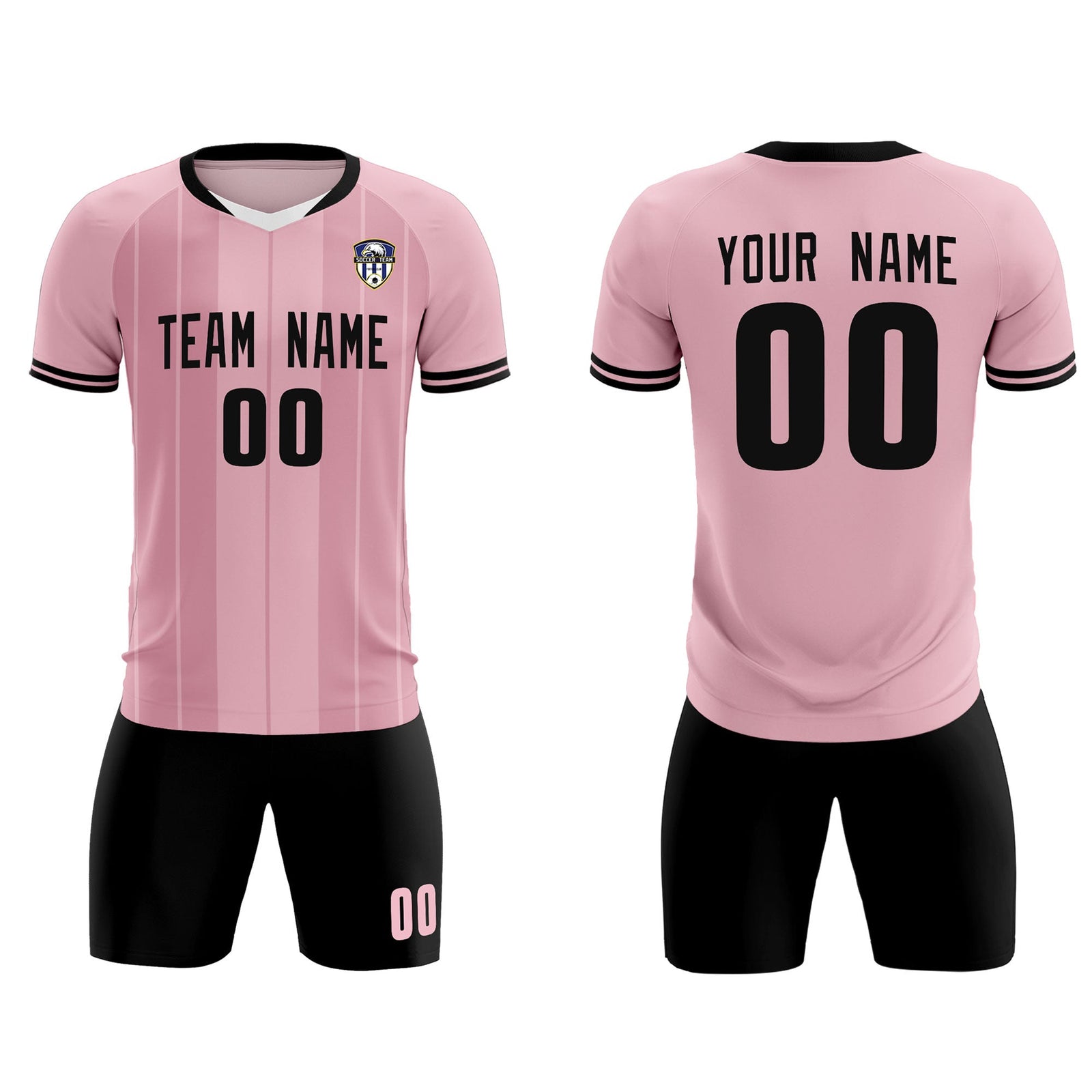Custom Light Pink Classic Striped Personalized Soccer Tops/Sets Jersey