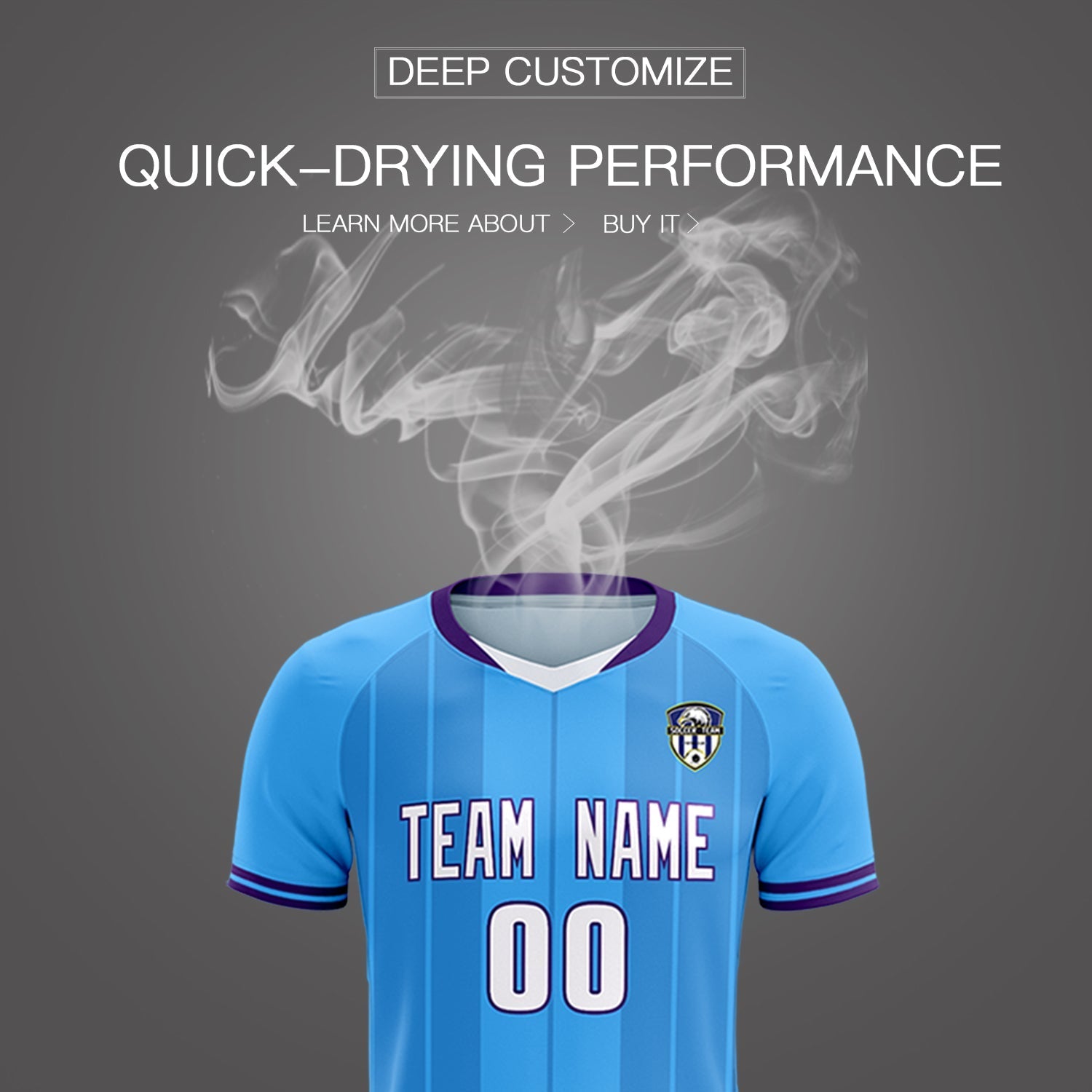 Custom Powder Blue Classic Striped Personalized Soccer Tops/Sets Jersey