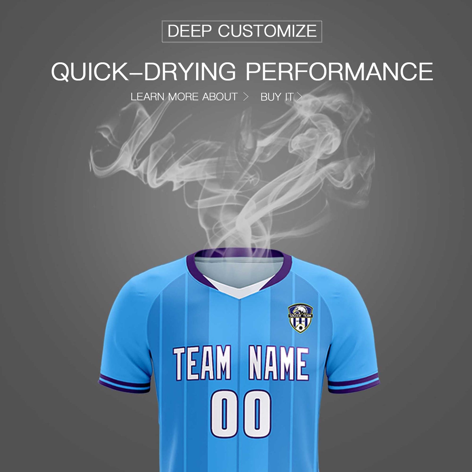 Custom Powder Blue Classic Striped Personalized Soccer Tops/Sets Jersey