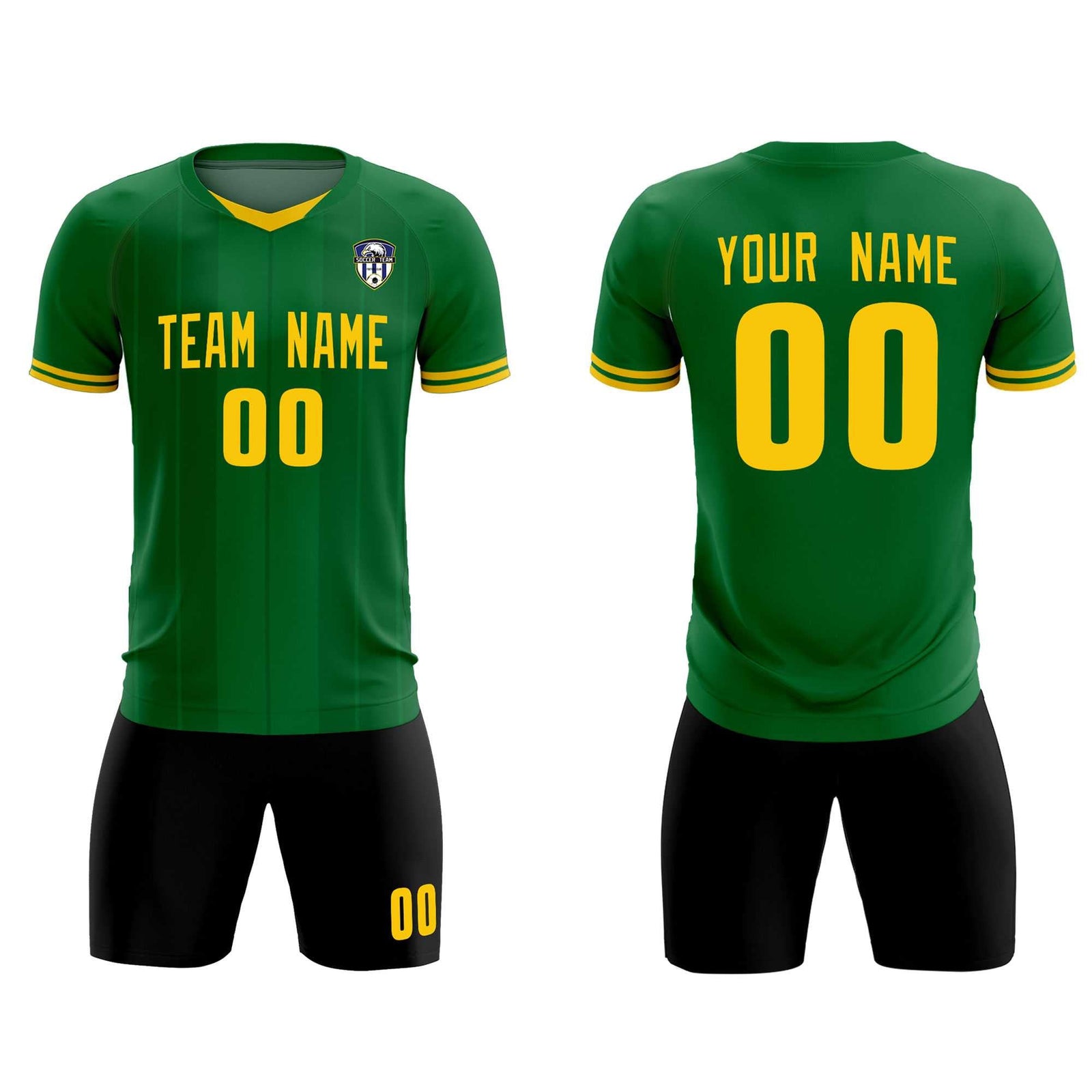 Custom Kelly Green Classic Striped Personalized Soccer Tops/Sets Jersey