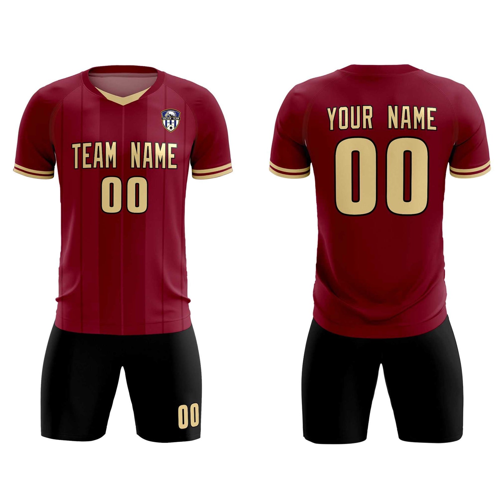 Custom Crimson Classic Striped Personalized Soccer Tops/Sets Jersey