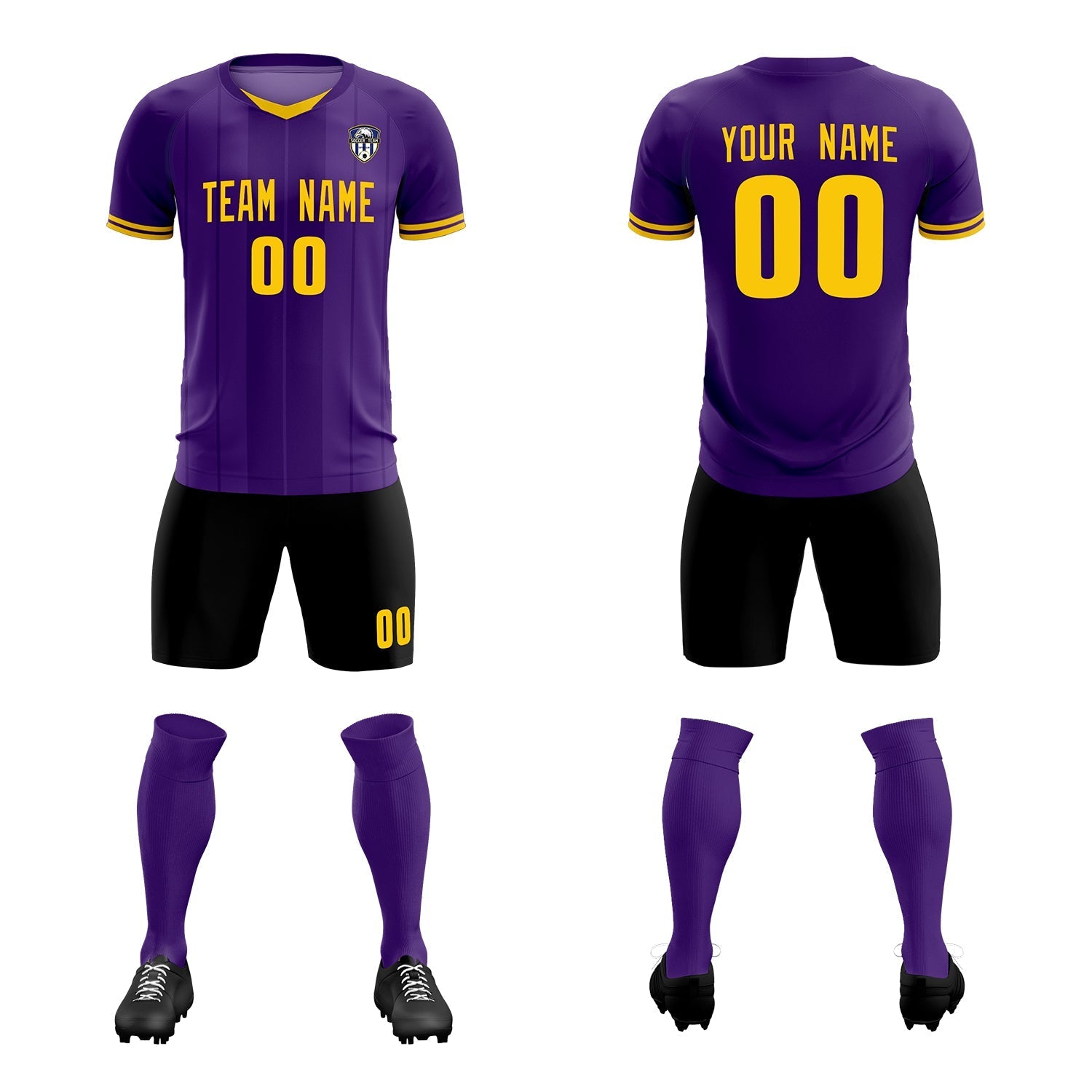 Custom Purple Classic Striped Personalized Soccer Tops/Sets Jersey