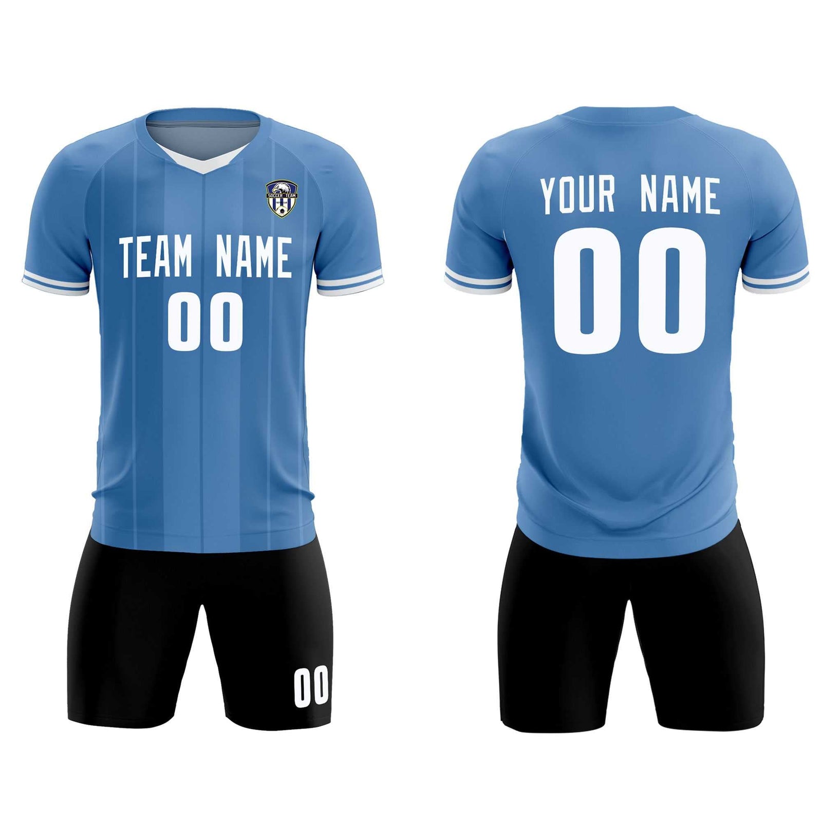 Custom Light Blue Classic Striped Personalized Soccer Tops/Sets Jersey