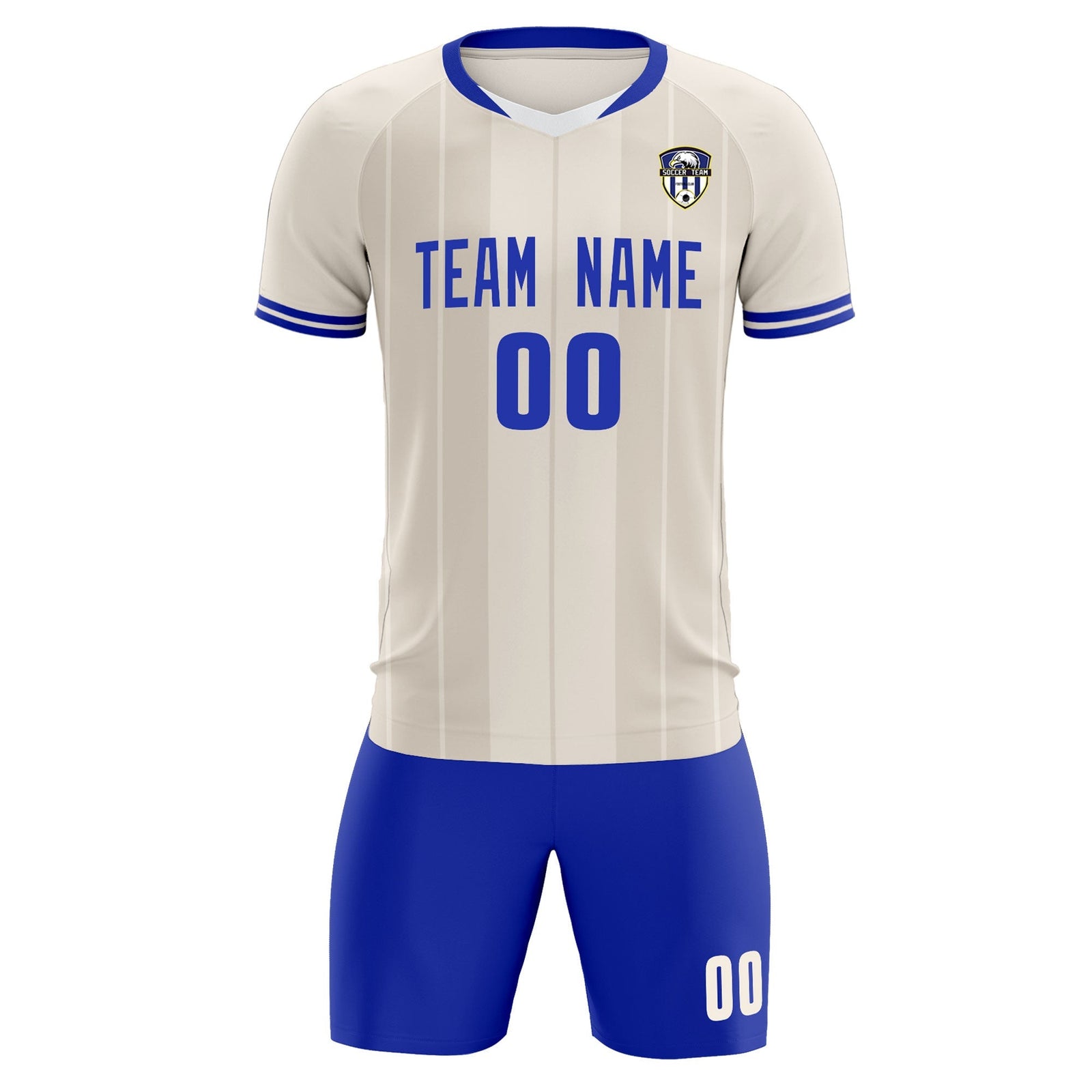 Custom Cream Classic Striped Personalized Soccer Tops/Sets Jersey