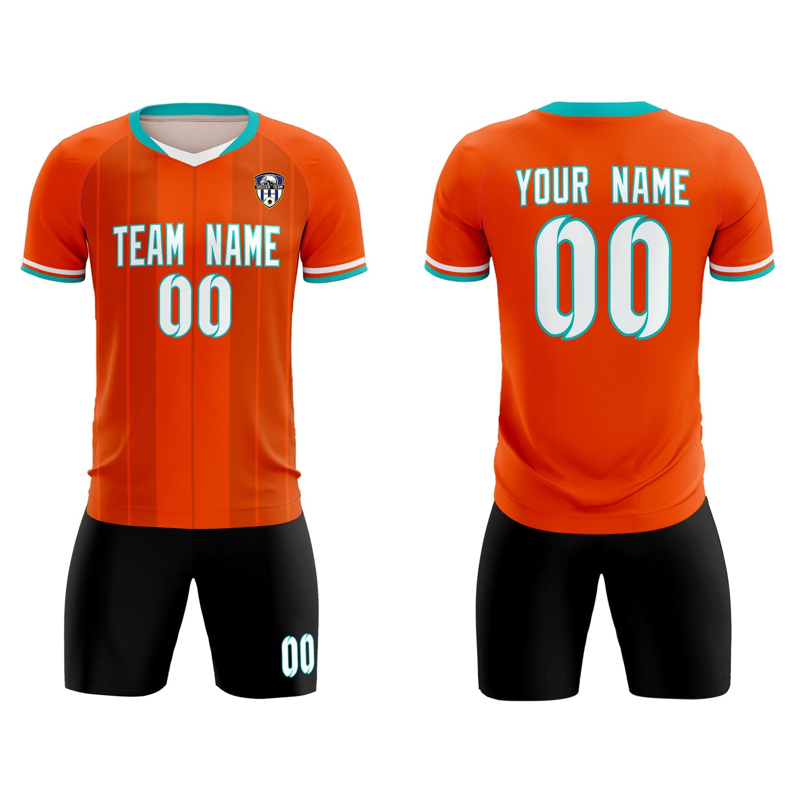 Custom Orange Classic Striped Personalized Soccer Tops/Sets Jersey