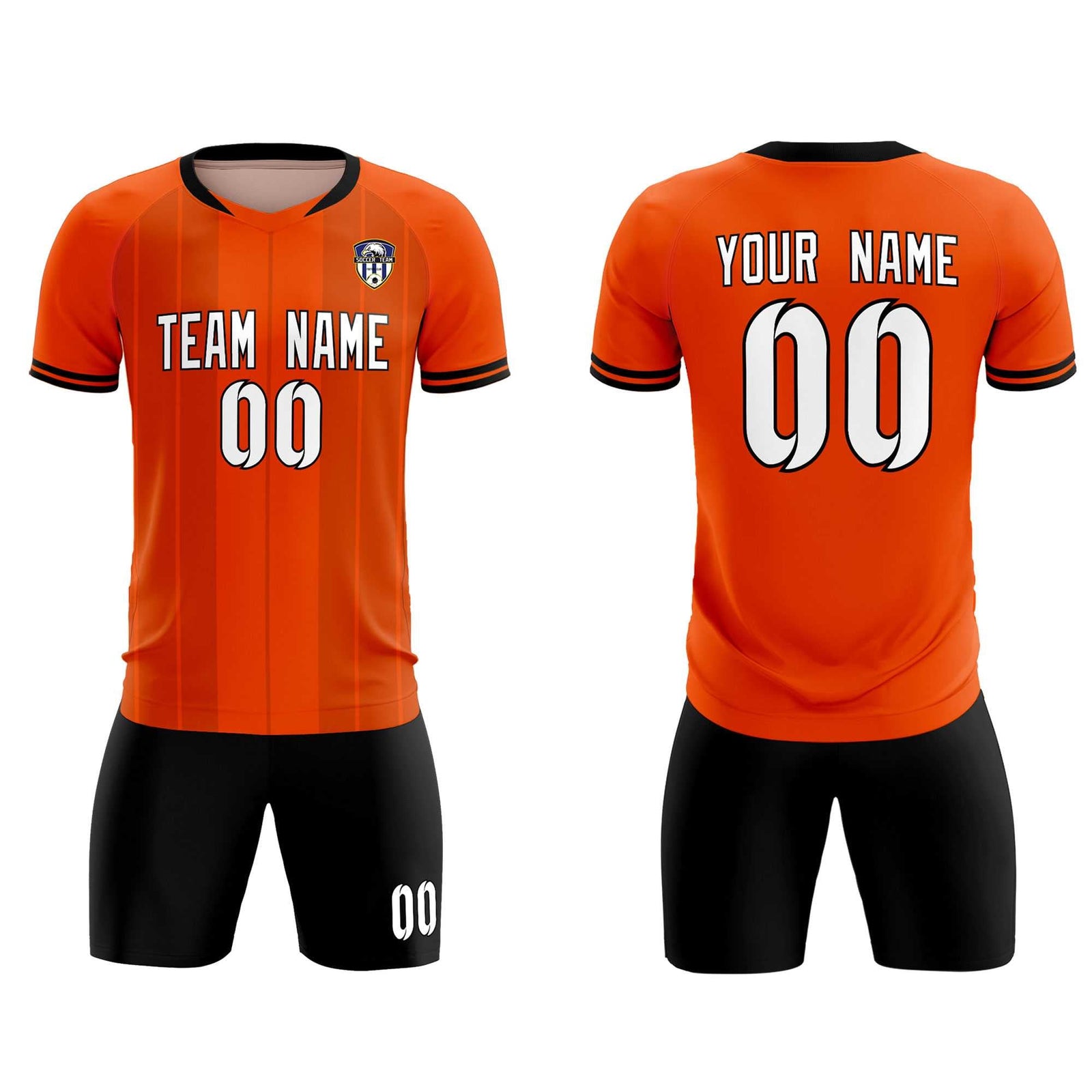 Custom Orange Classic Striped Personalized Soccer Tops/Sets Jersey
