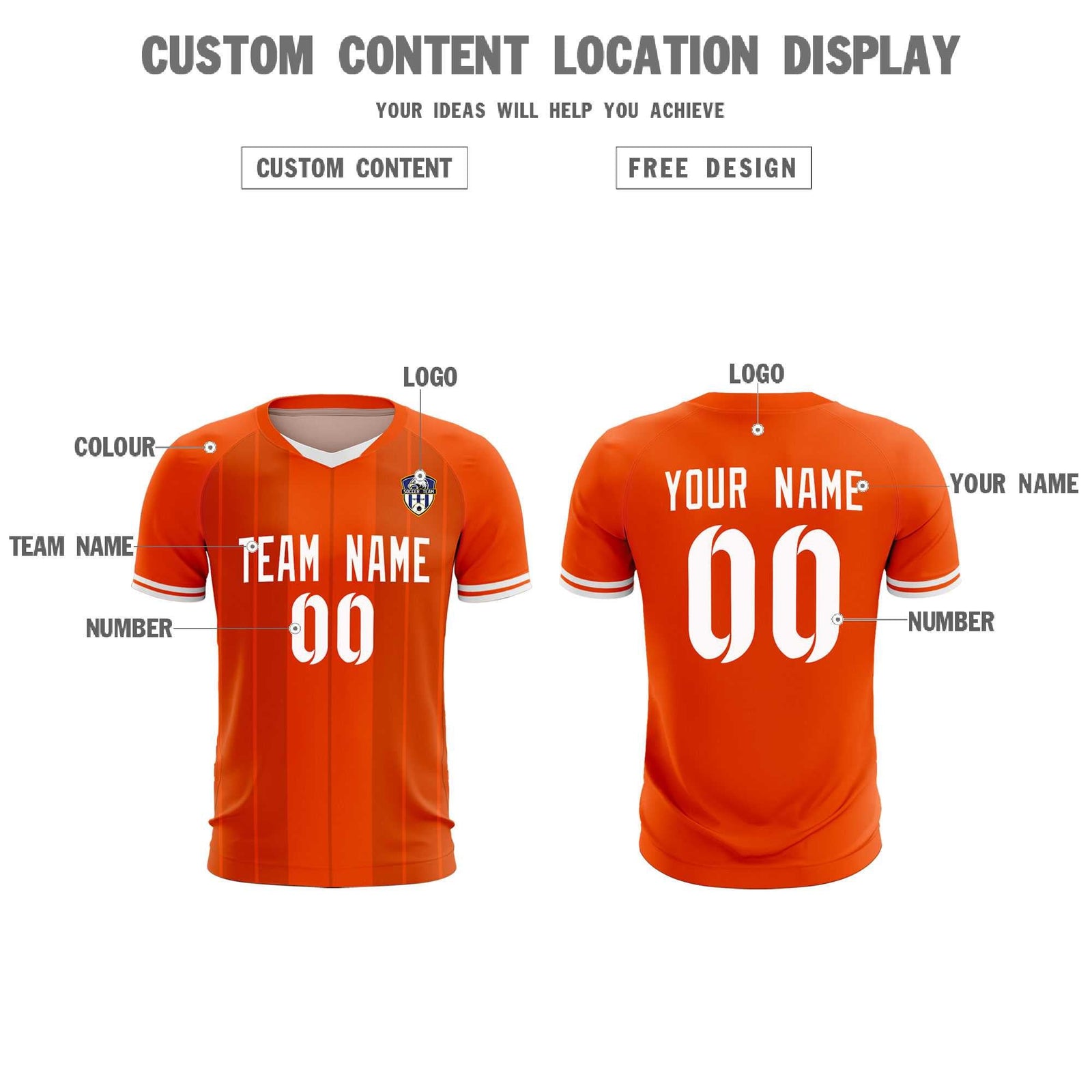 Custom Orange Classic Striped Personalized Soccer Tops/Sets Jersey
