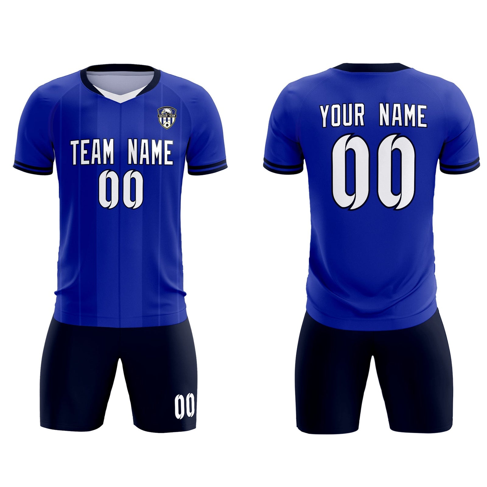 Custom Royal Classic Striped Personalized Soccer Tops/Sets Jersey