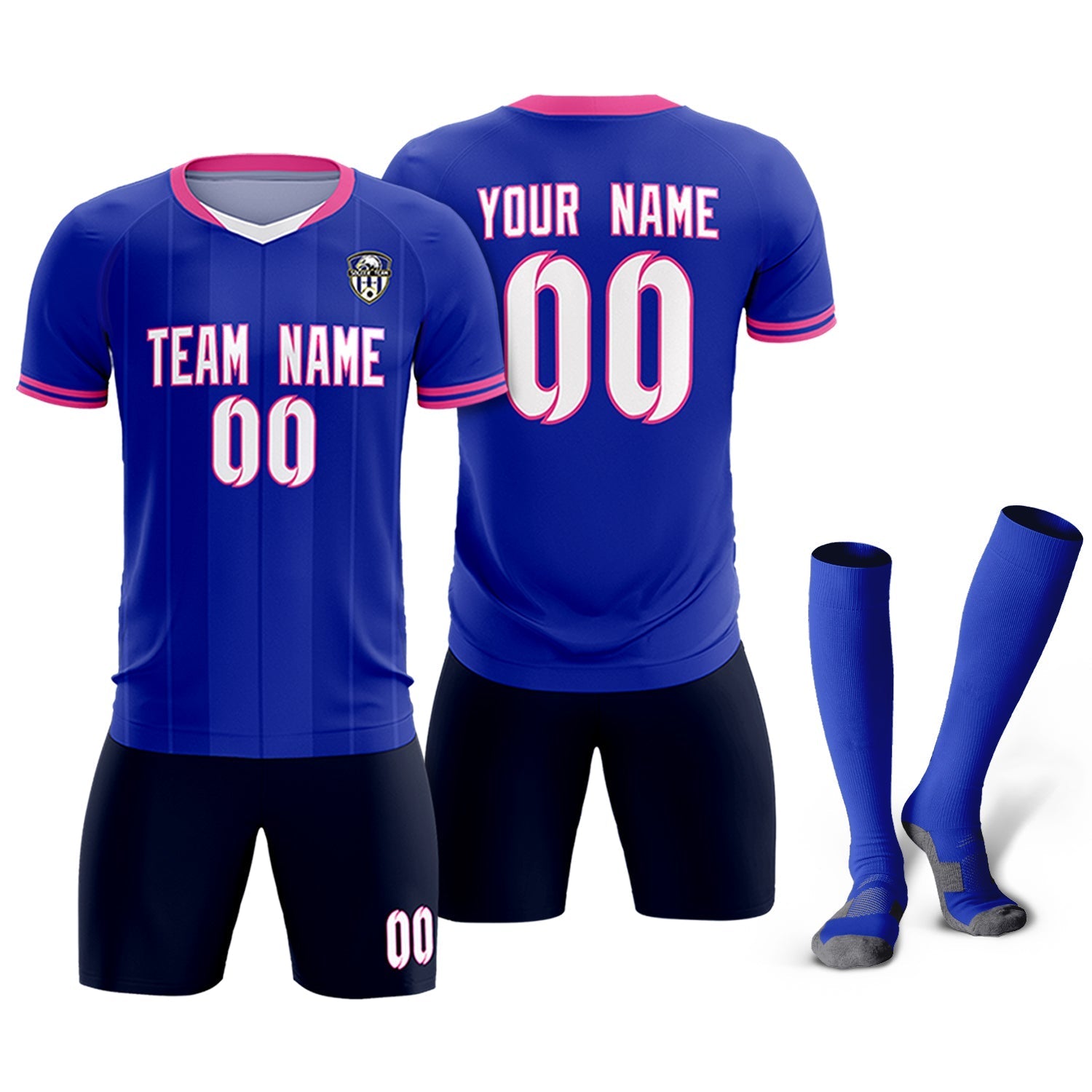 Custom Royal Classic Striped Personalized Soccer Tops/Sets Jersey