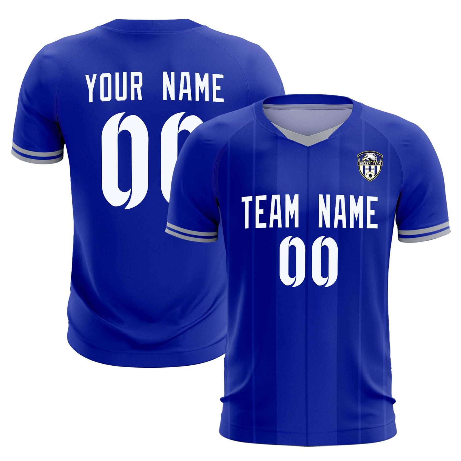Custom Royal Classic Striped Personalized Soccer Tops/Sets Jersey