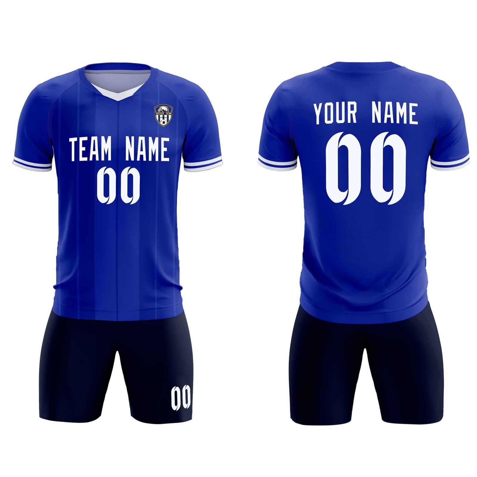 Custom Royal Classic Striped Personalized Soccer Tops/Sets Jersey