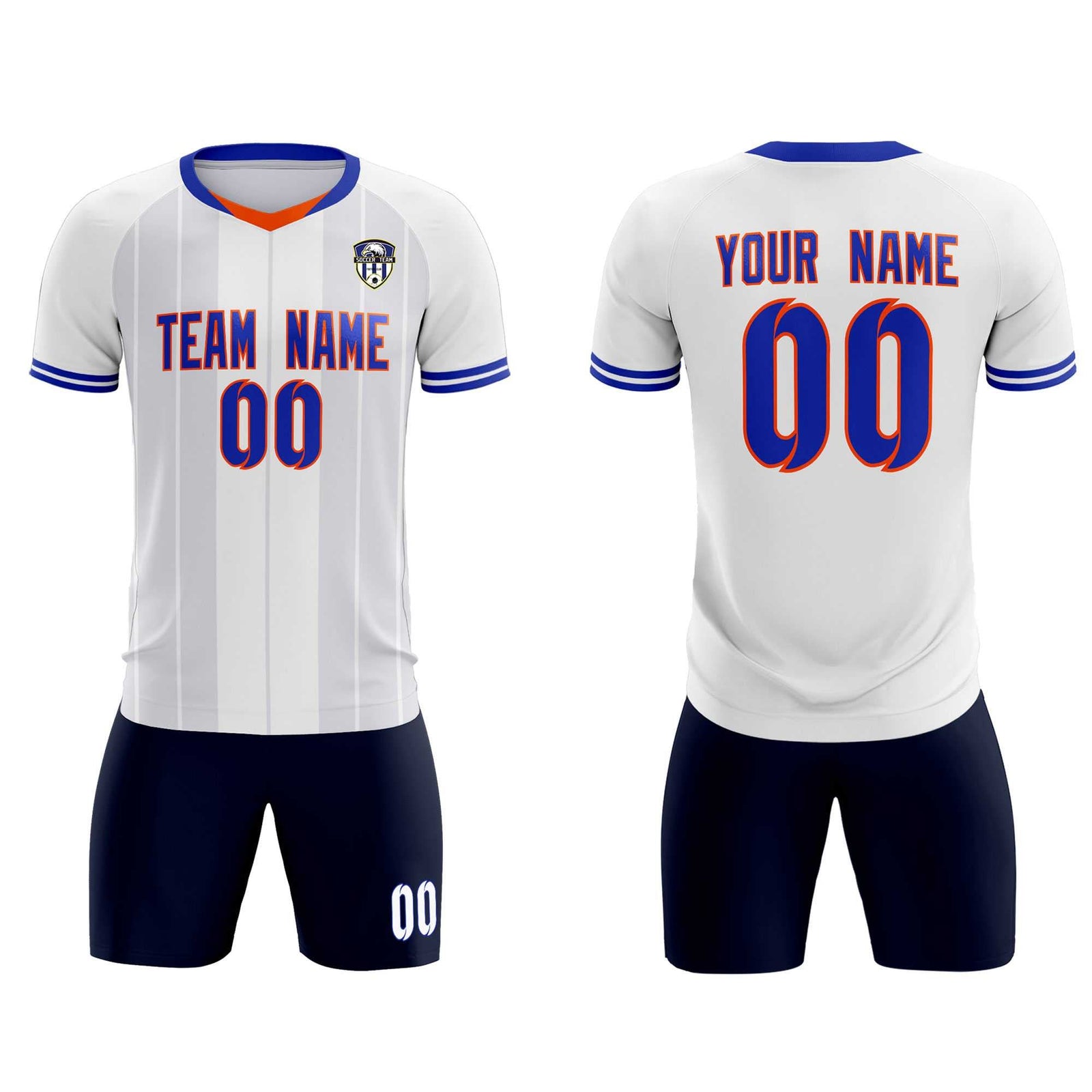 Custom White Classic Striped Personalized Soccer Tops/Sets Jersey