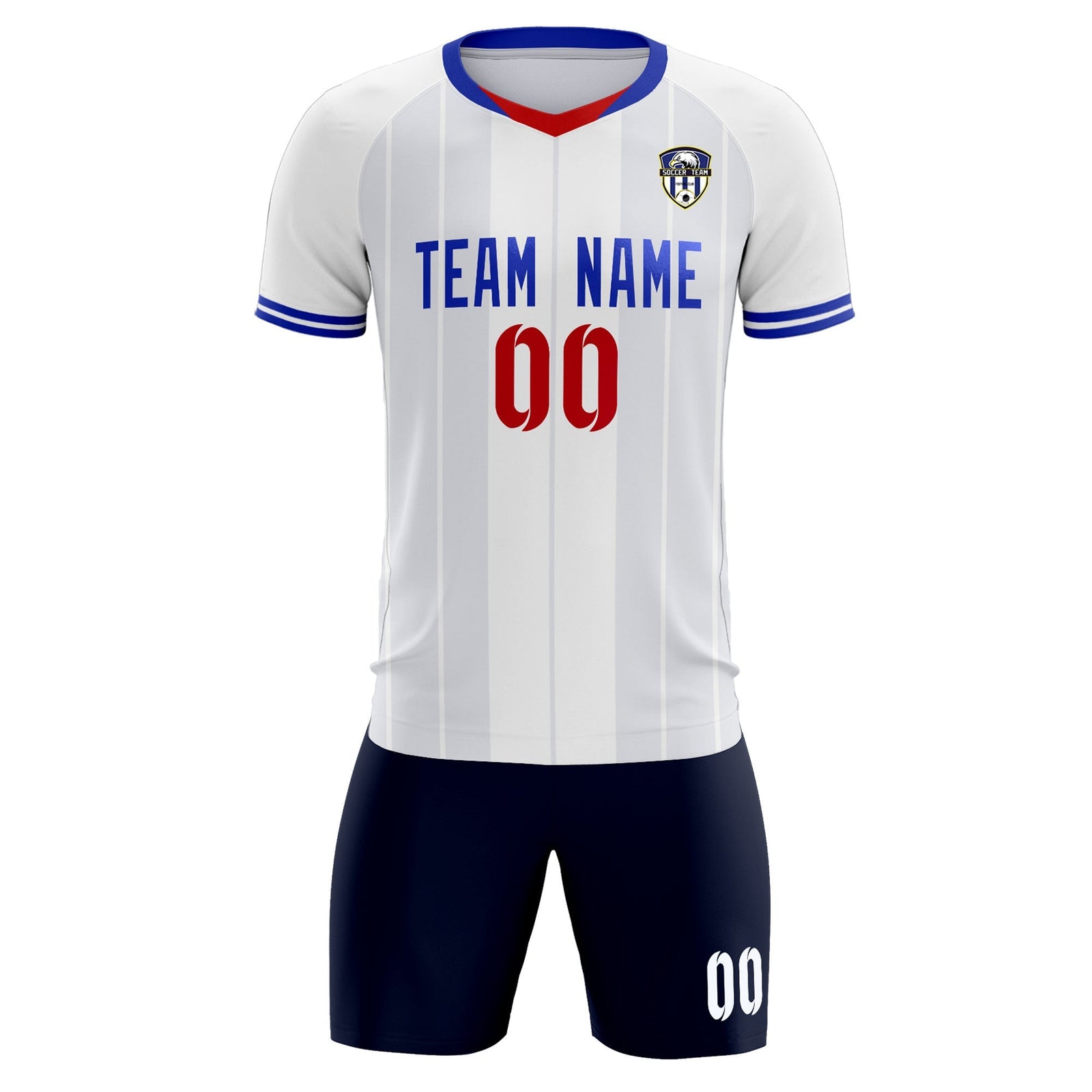 Custom White Classic Striped Personalized Soccer Tops/Sets Jersey