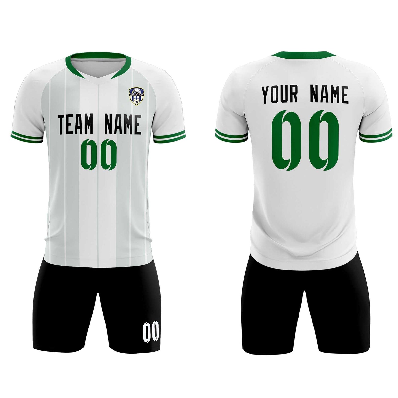 Custom White Classic Striped Personalized Soccer Tops/Sets Jersey