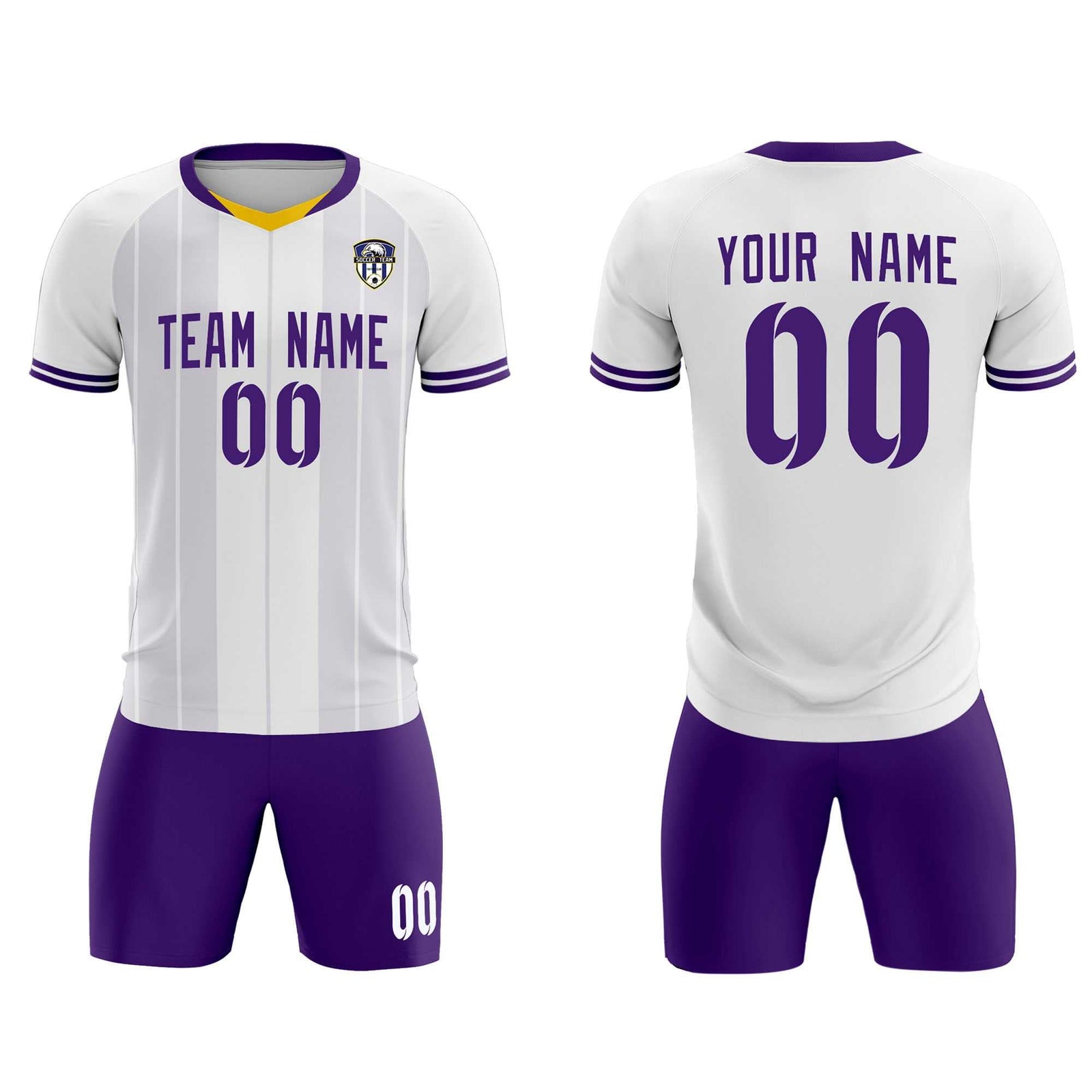 Custom White Classic Striped Personalized Soccer Tops/Sets Jersey