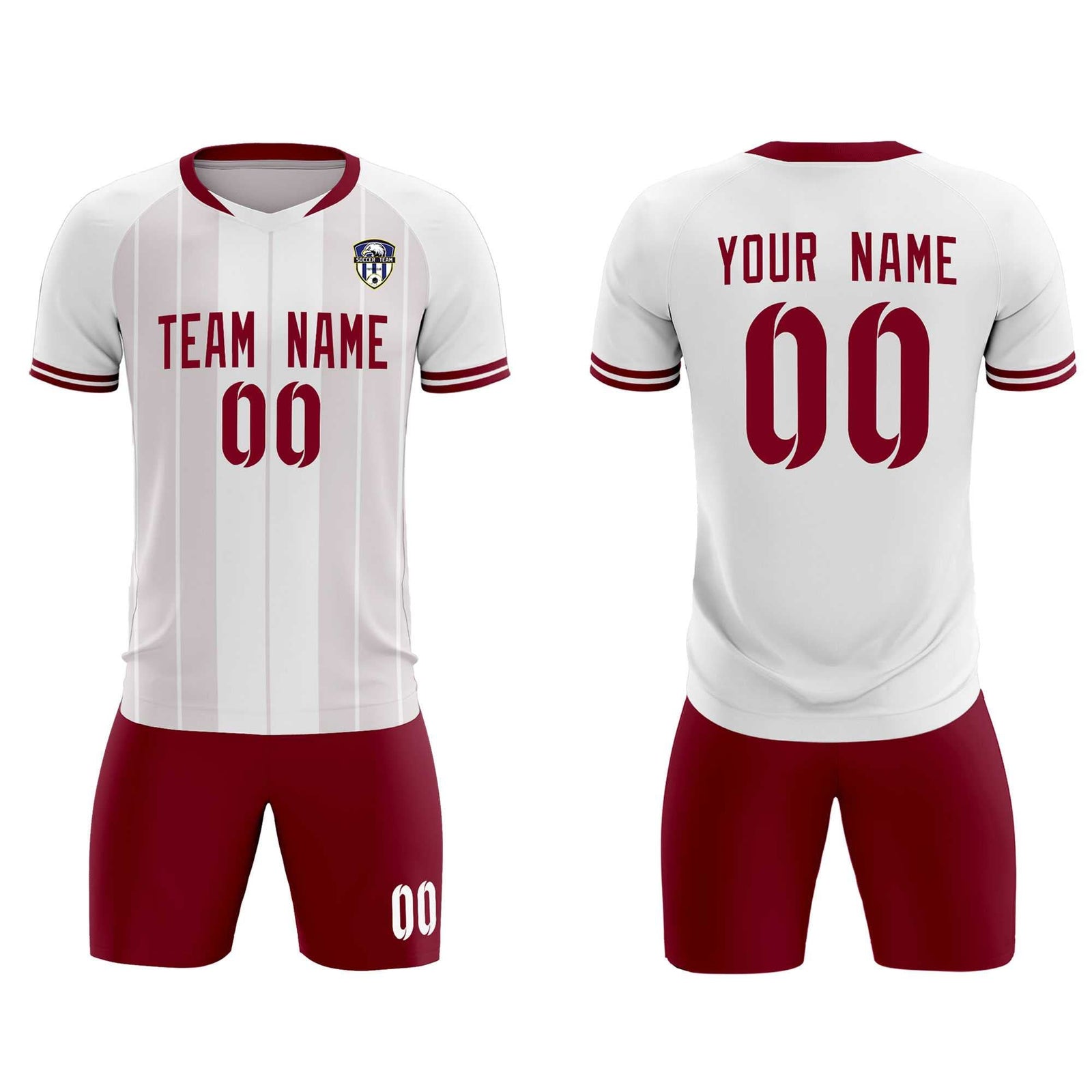 Custom White Classic Striped Personalized Soccer Tops/Sets Jersey