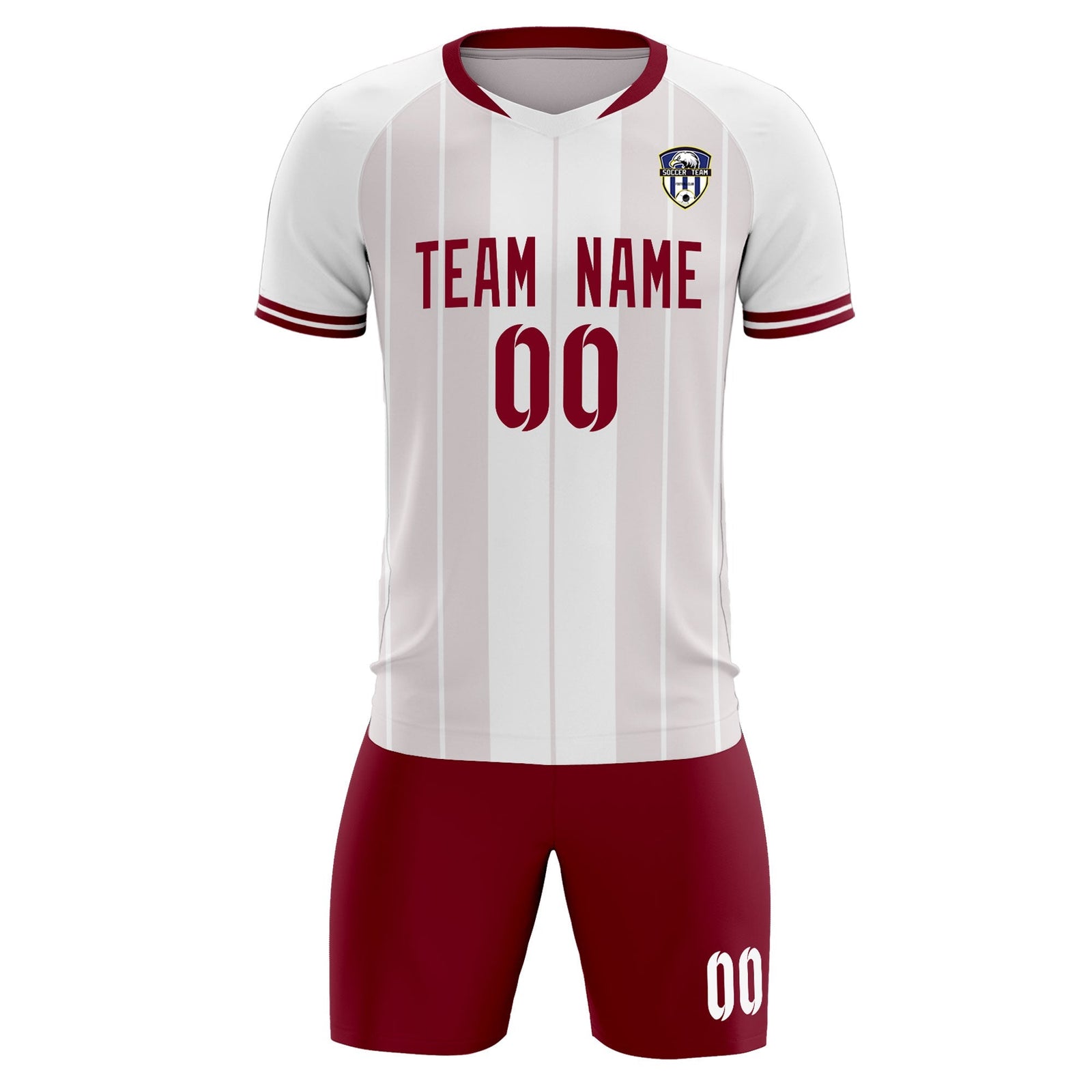 Custom White Classic Striped Personalized Soccer Tops/Sets Jersey