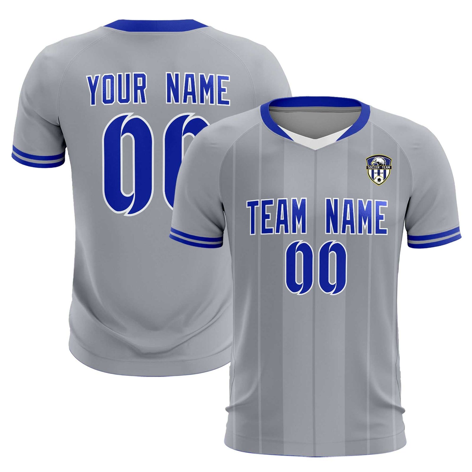 Custom Gray Classic Striped Personalized Soccer Tops/Sets Jersey