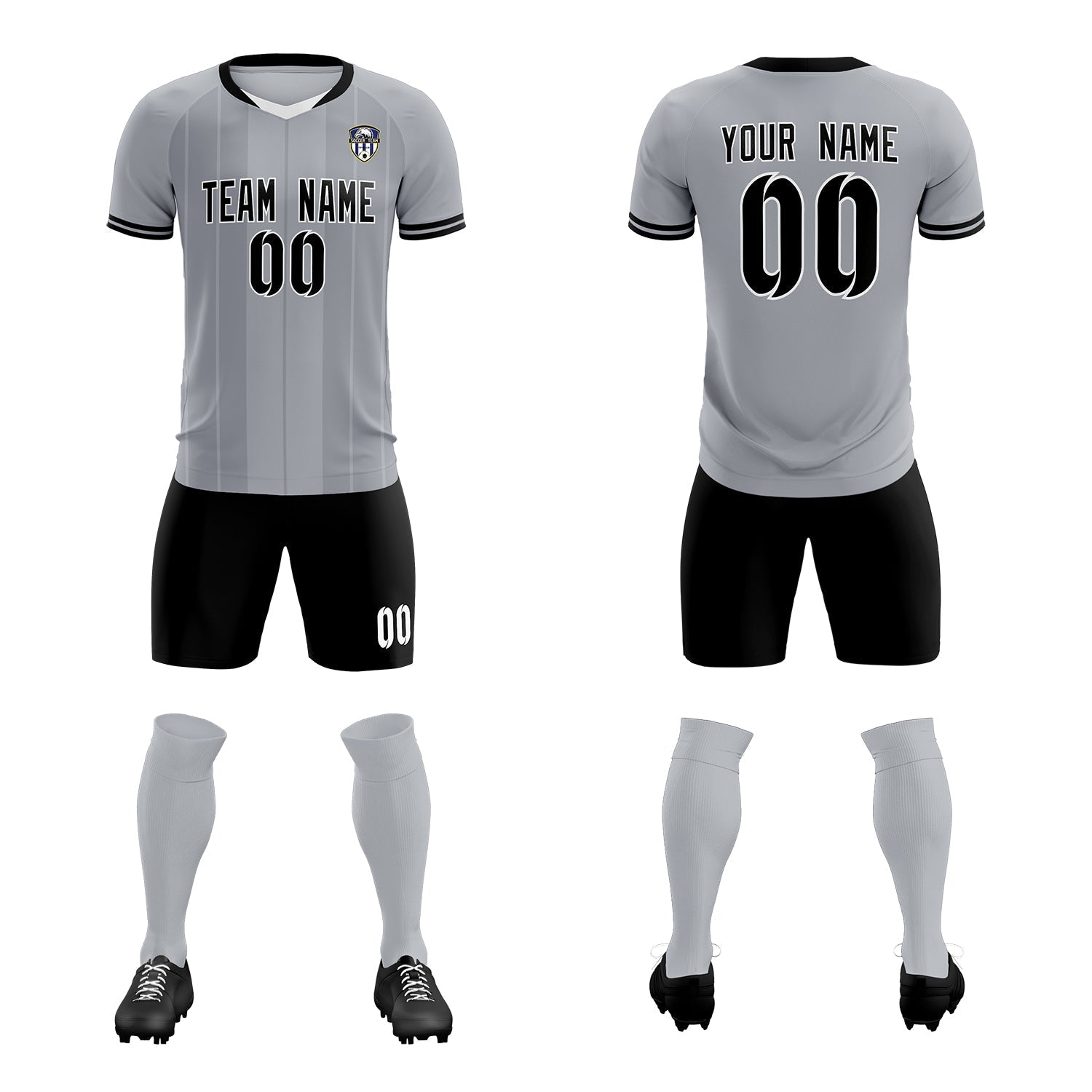Custom Gray Classic Striped Personalized Soccer Tops/Sets Jersey