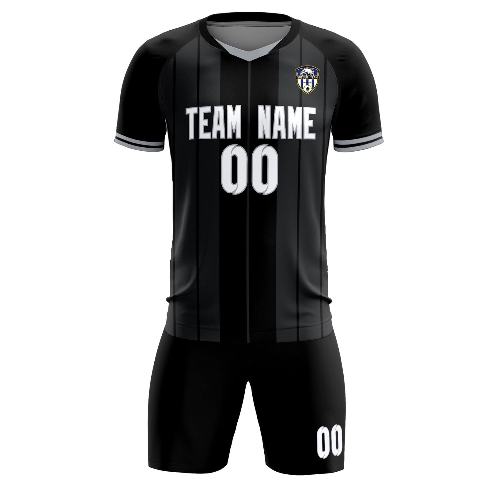 Custom Black Classic Striped Personalized Soccer Tops/Sets Jersey