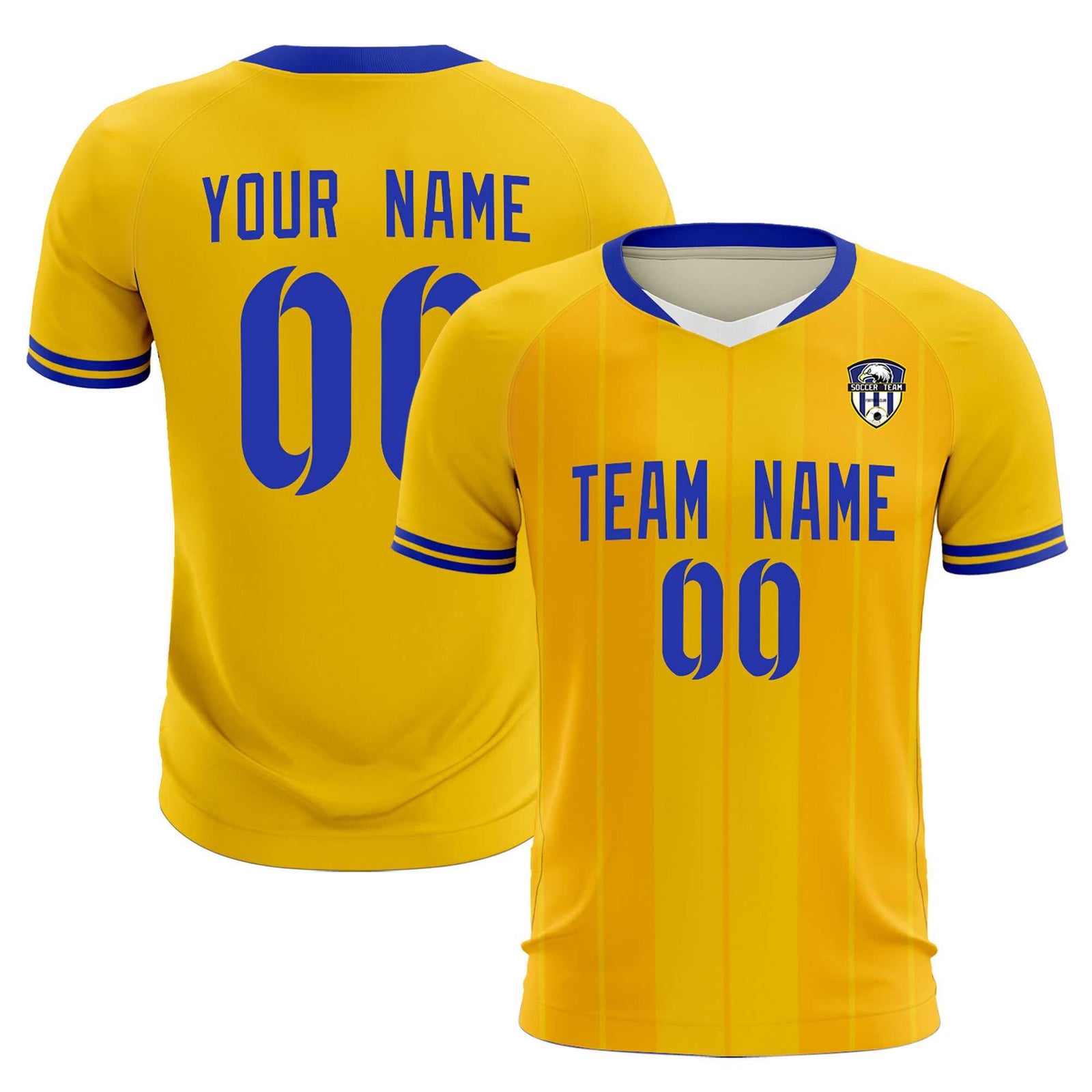 Custom Gold Classic Striped Personalized Soccer Tops/Sets Jersey