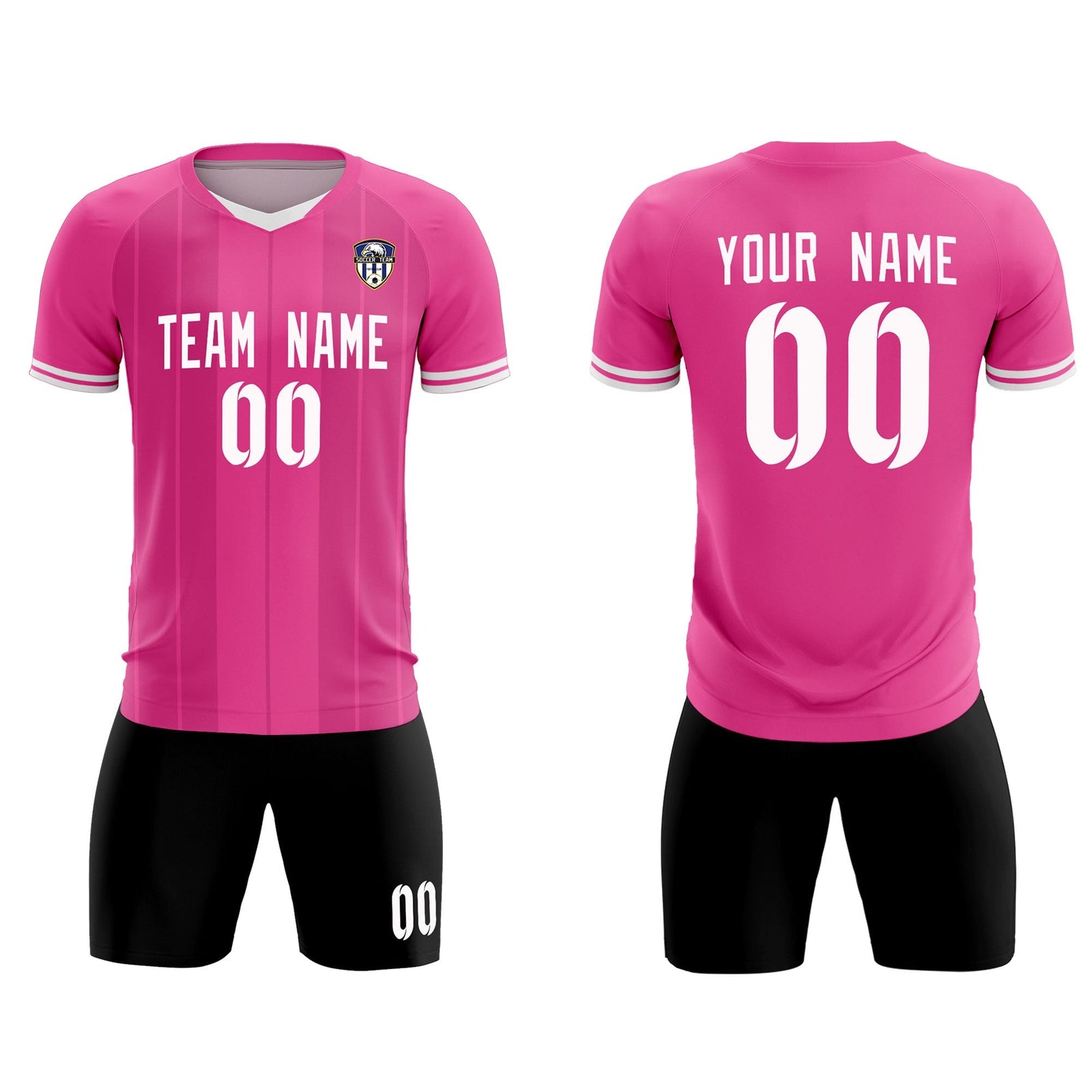 Custom Pink Classic Striped Personalized Soccer Tops/Sets Jersey