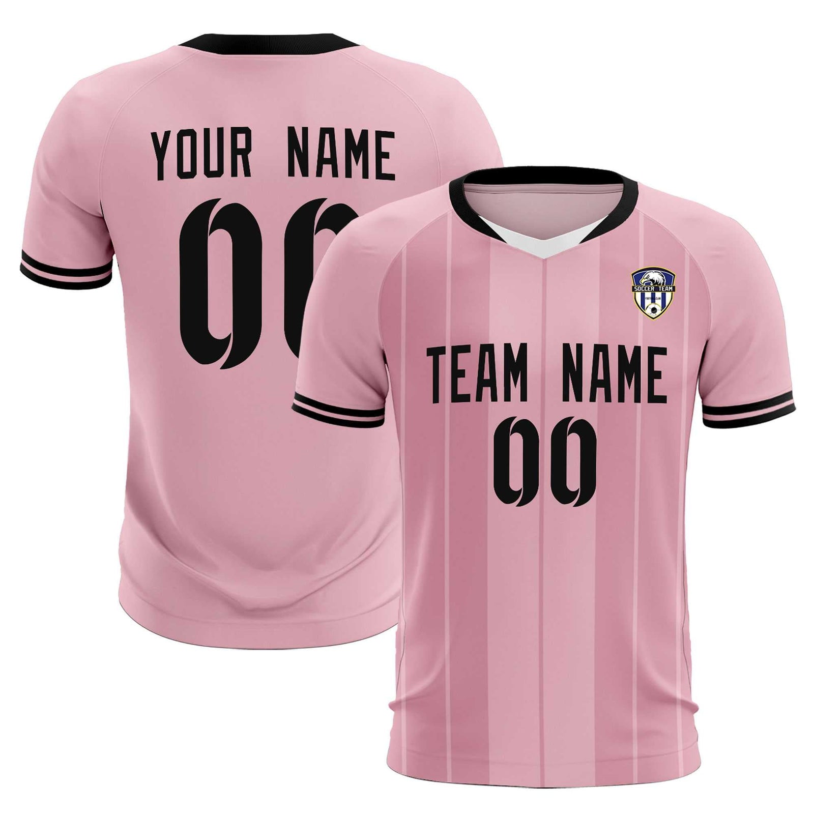 Custom Light Pink Classic Striped Personalized Soccer Tops/Sets Jersey