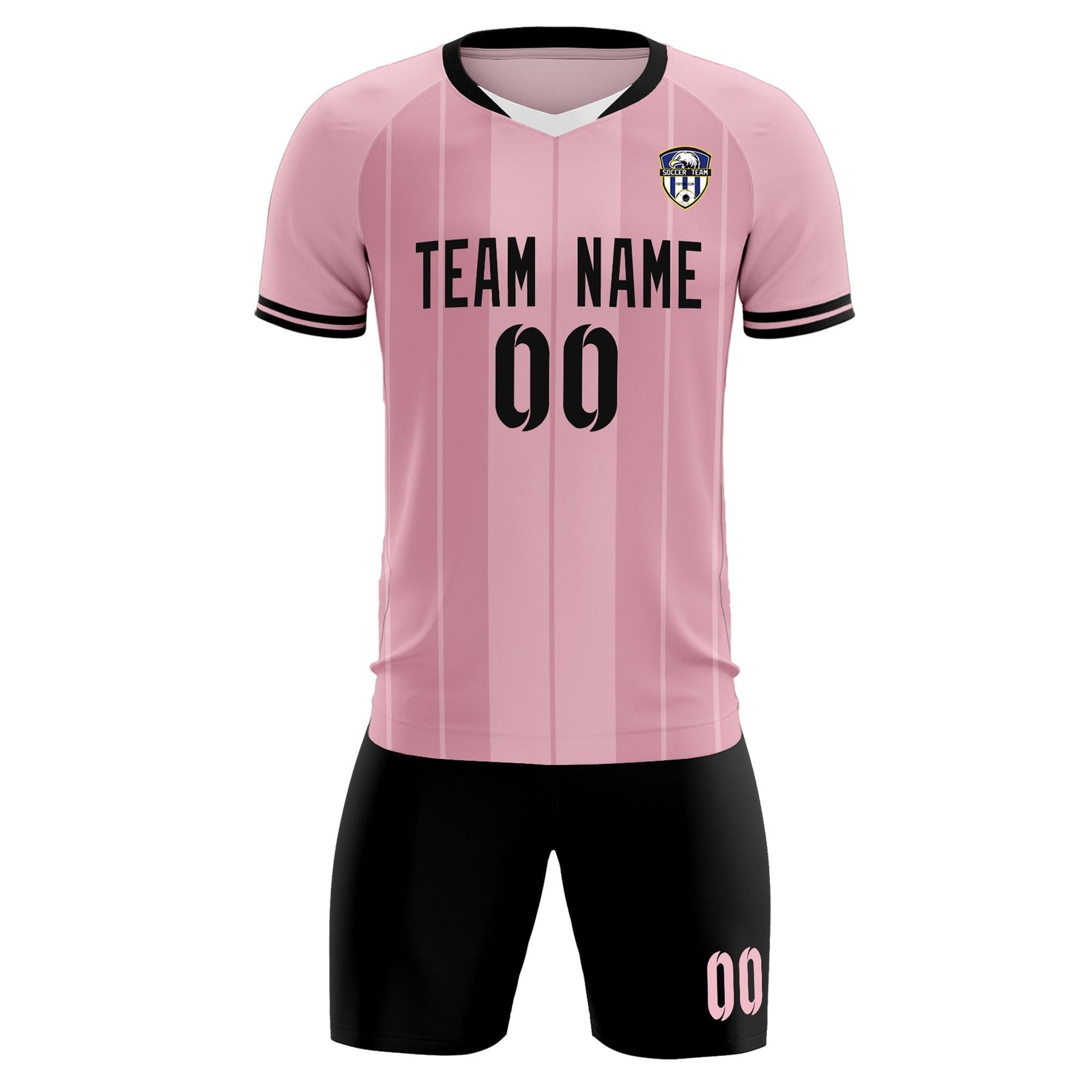 Custom Light Pink Classic Striped Personalized Soccer Tops/Sets Jersey
