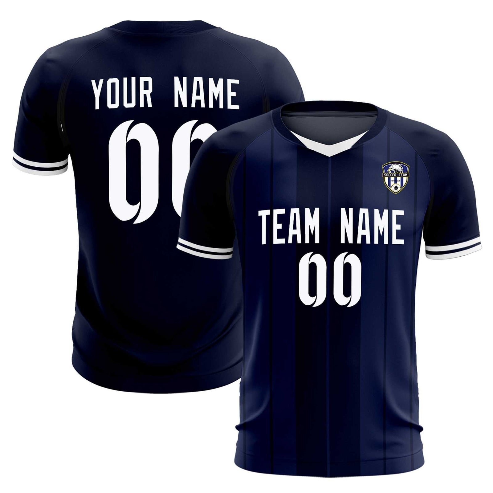 Custom Navy Classic Striped Personalized Soccer Tops/Sets Jersey