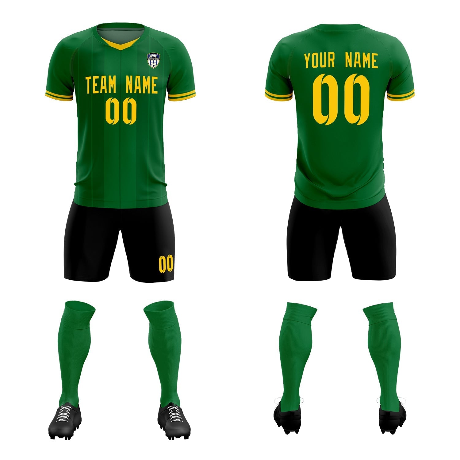 Custom Kelly Green Classic Striped Personalized Soccer Tops/Sets Jersey